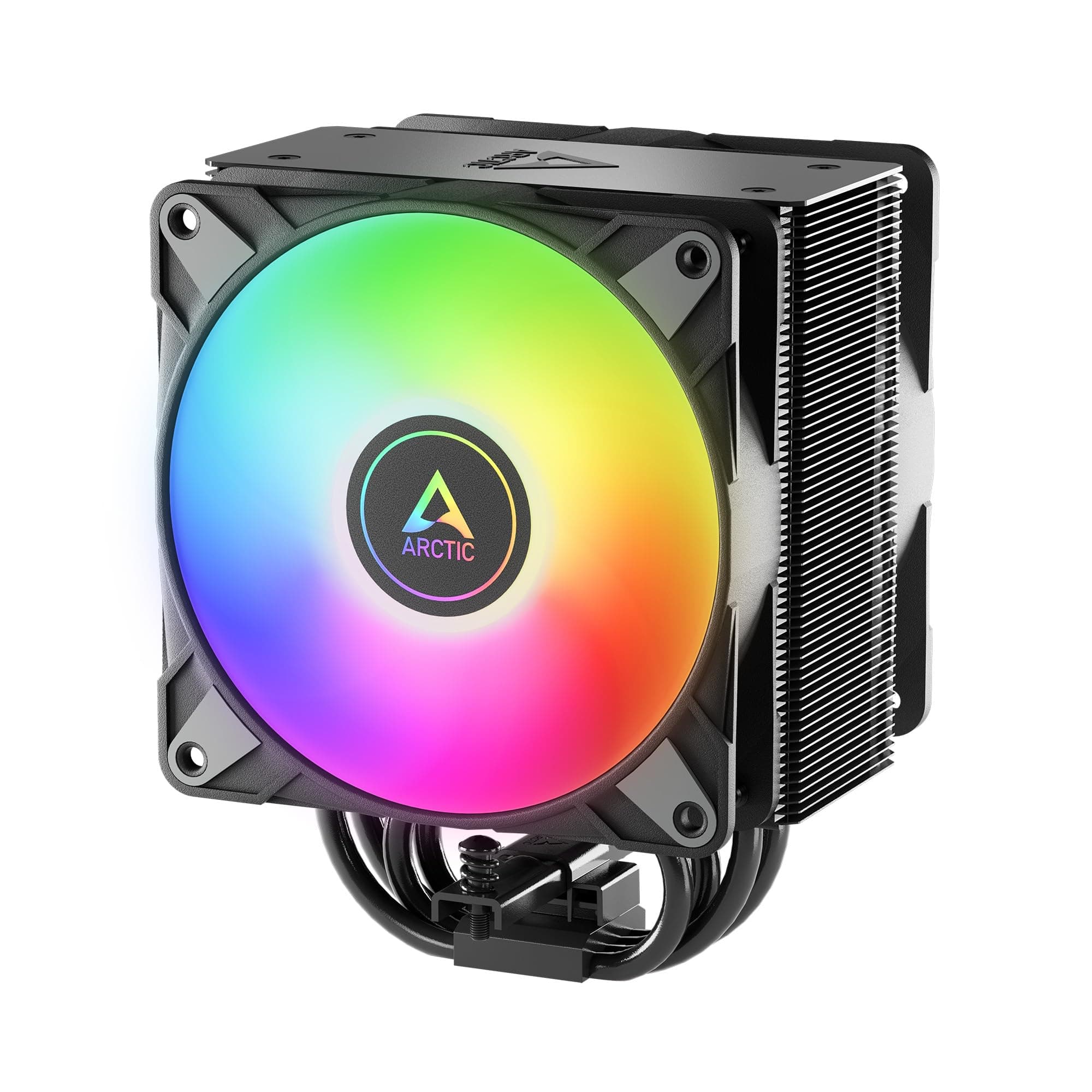 ARCTIC Freezer 36 A-RGB - CPU Kühler mit Push-Pull & ARGB Beleuchtung für Intel & AMD, Single-Tower, 2 druckoptimierte 120 mm P-Lüfter, 200–2000 rpm, Hydrodynamisches Gleitlager, inkl. MX-6 - Schwarz Bild 2