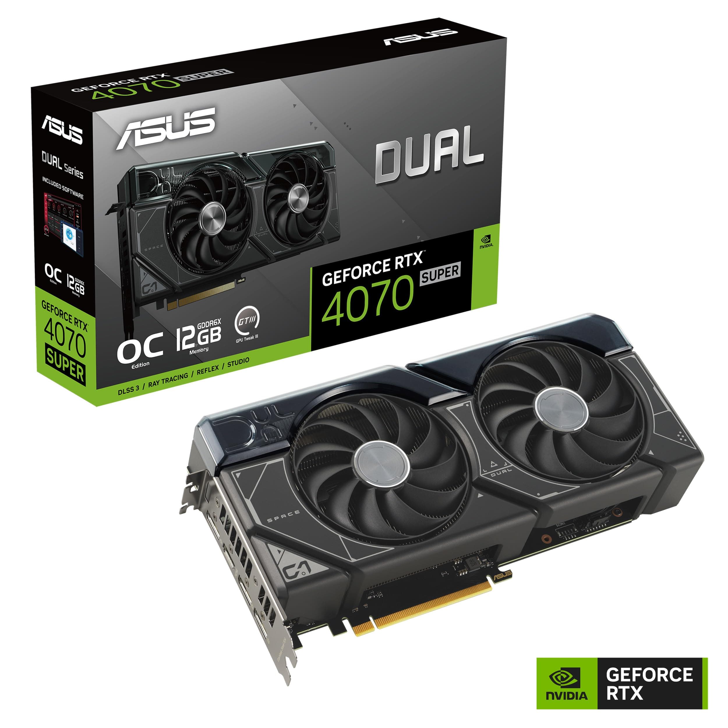 ASUS Dual GeForce RTX 4070 SUPER OC Edition 12GB GDDR6X Gaming Grafikkarte (Nvidia GeForce RTX4070 DLSS 3, PCIe 4.0, 1x HDMI 2.1a, 3x DisplayPort 1.4a, DUAL-RTX4070S-O12G, schwarz) Bild 3