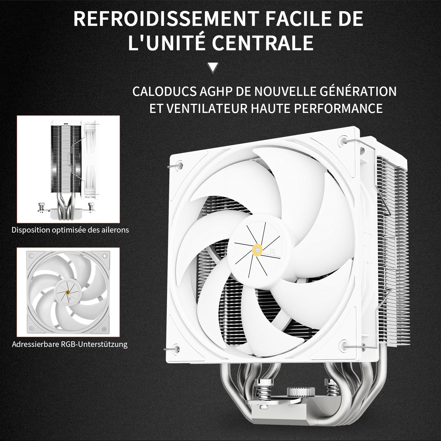 TR Assassin X 120R, 120mm PWM Silent CPU-Lüfter, 4th AGHP Technologie, Unterstützung Intel lga1700/1851/1150/1151/1200, AMD /AM4/AM5 AX120R D WHITE Bild 7