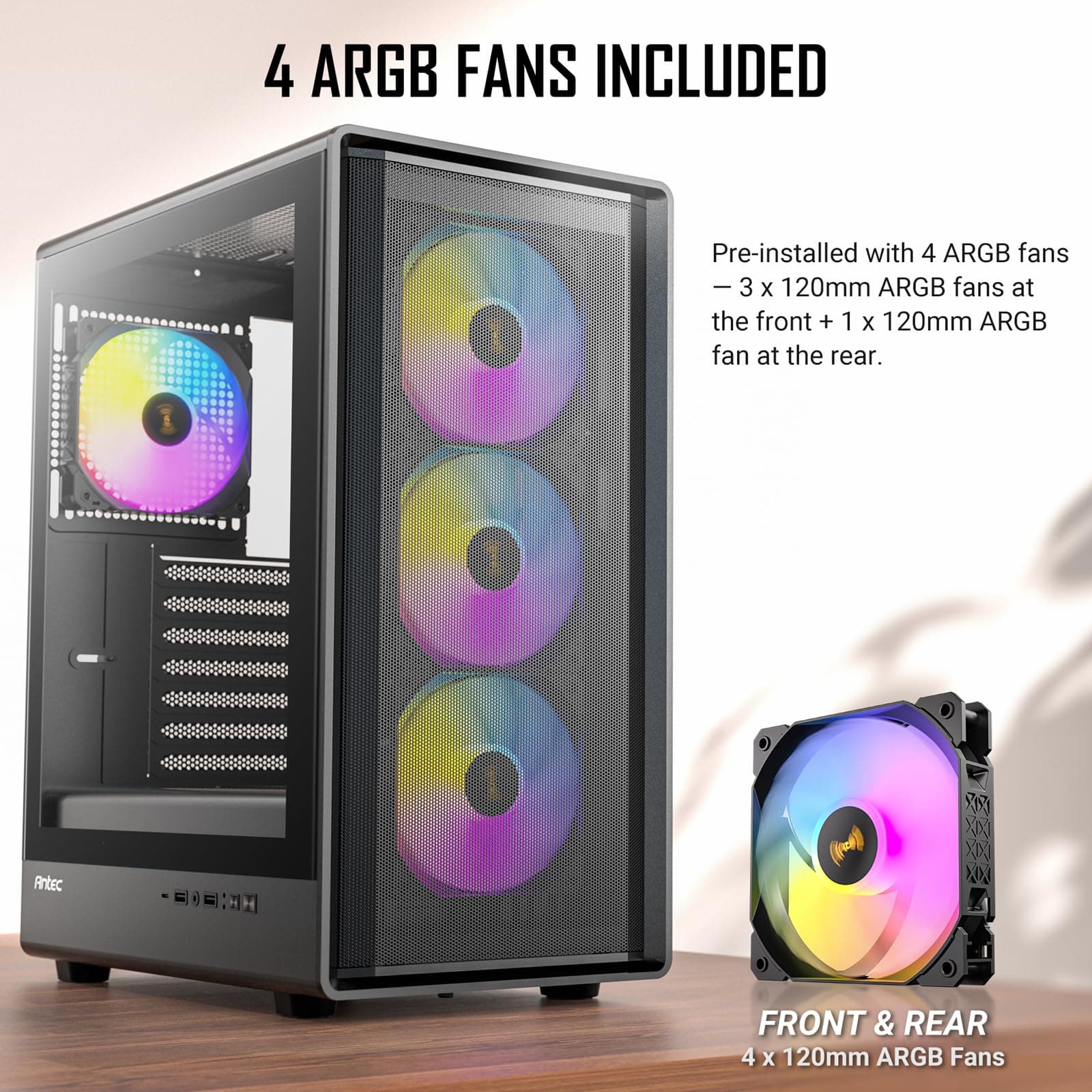 ANTEC Performance P6 Neo ARGB ATX Midi Tower PC Gehäuse – High-Airflow Gaming Case mit Tempered Glass, Schwarz Bild 5