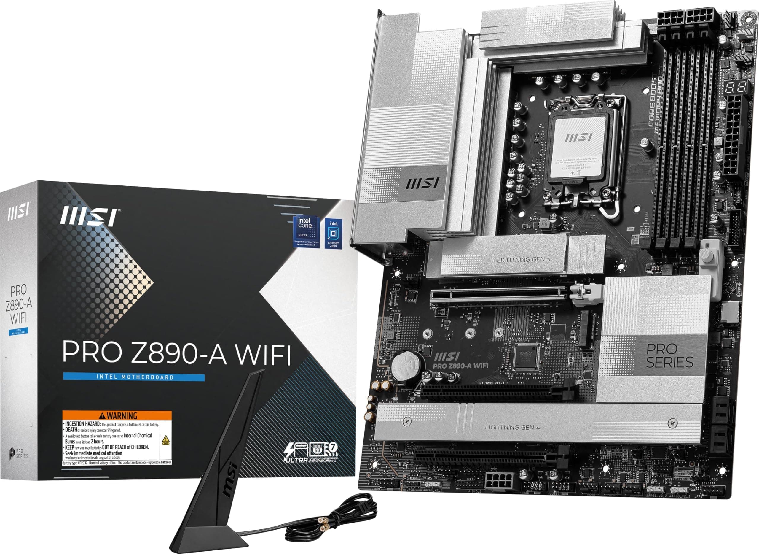 MSI PRO Z890-A WiFi ProSeries Motherboard (unterstützt Core Ultra Series 2 Intel Prozessoren, LGA 1851, DDR5, PCIe 5.0, M.2, SATA, 5Gbps LAN, USB Type-C, Wi-Fi 7, Bluetooth 5.4, Thunderbolt 4, ATX) Bild 2