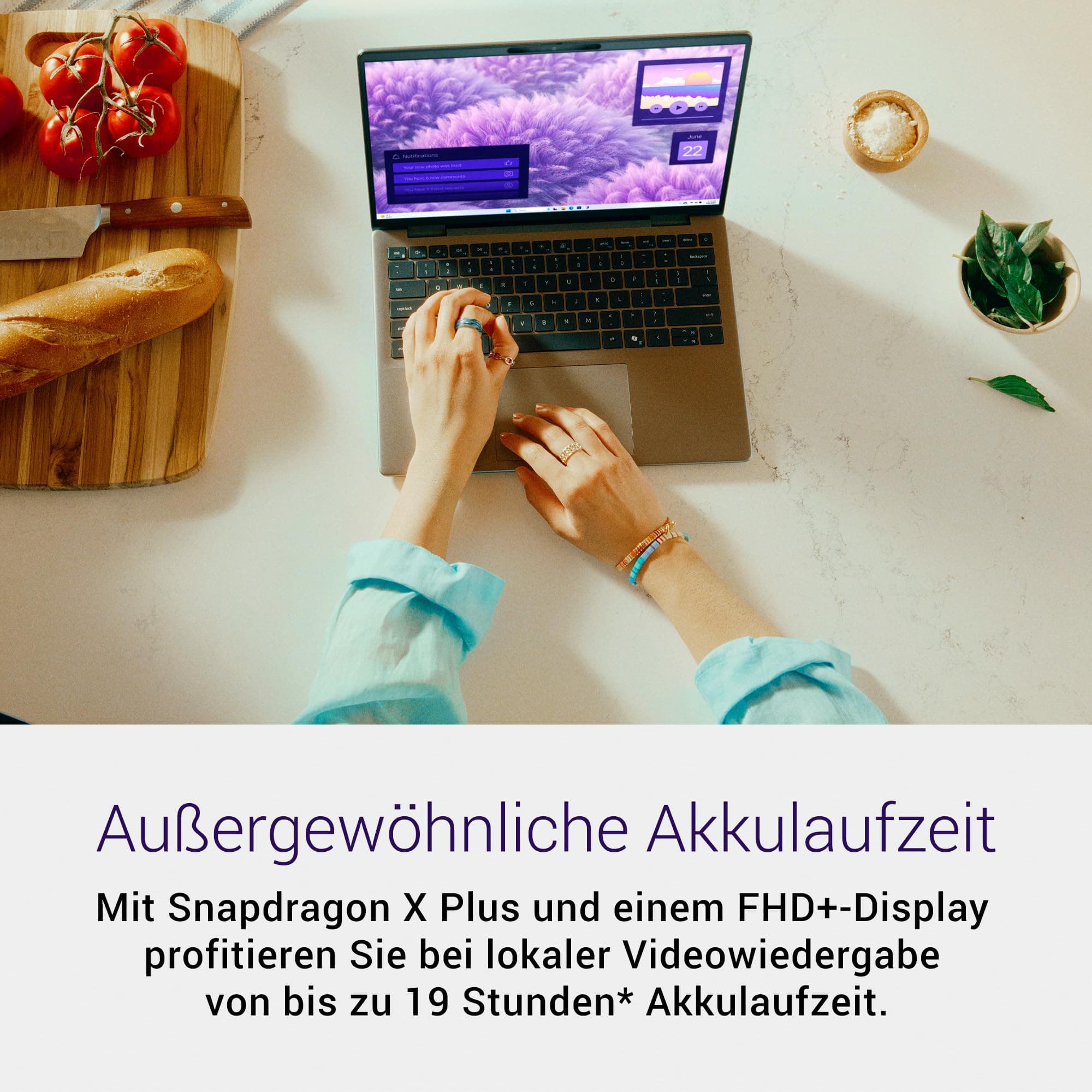 Dell Inspiron 14 (5441) Copilot+ PC Laptop 14 Inch FHD+ Display 60 Hz, Qualcomm Snapdragon X Plus, 16GB RAM, 512GB SSD, Qualcomm Adreno, Windows 11 Home, German QWERTZ Backlit AI Keyboard, Titanium Snapdragon X Plus 16 GB 512GB SSD Bild 2