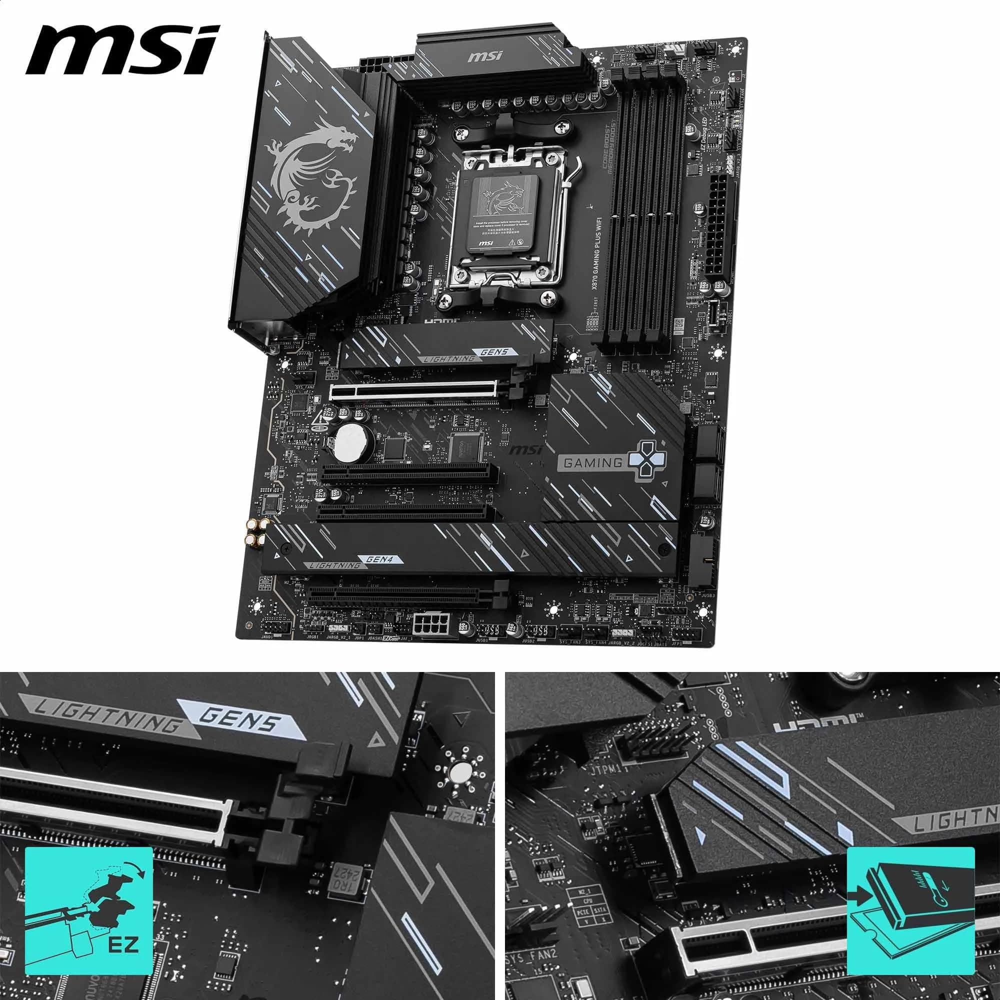 MSI X870 Gaming Plus WiFi Mainboard, ATX - Unterstützt AMD Ryzen 9000/8000/7000 Prozessoren, AM5-14+2+1 Duet Rail System, DDR5 8200+MT/s (OC), PCIe 5.0 x16 & 4.0 x16, M.2 Gen5, Wi-Fi 7, 5G LAN Bild 5