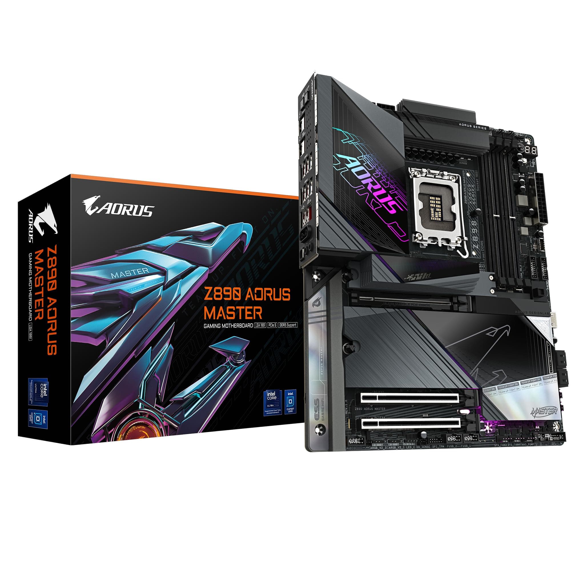GIGABYTE Z890 AORUS Master Motherboard - Unterstützt Intel Core Ultra (Serie 2) CPUs, 18+1+2 Phasen VRM, bis zu 9500MHz DDR5 (OC), 2xPCIe 5.0 + 3xPCIe 4.0, Wi-Fi 7, 10GbE LAN, Thunderbolt 4 Bild 2