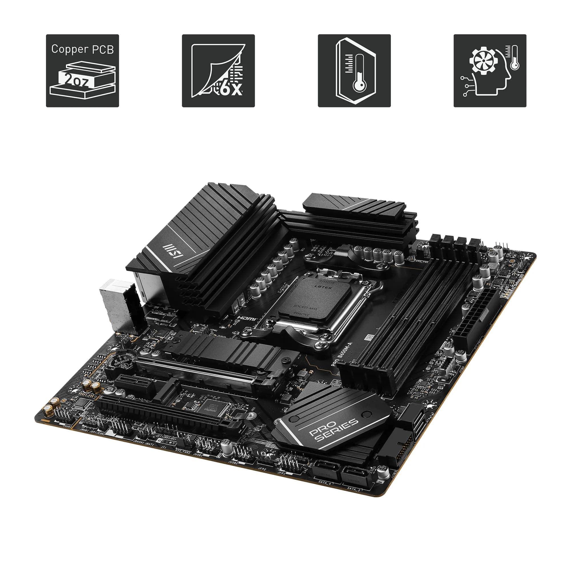 MSI PRO B650M-A Mainboard, Micro-ATX - Unterstützt AMD Ryzen 9000/8000 / 7000 Series Prozessoren, AM5 - DDR5 Memory Boost 6000+MHz/OC, 2 x PCIe 4.0 x16, 2 x M.2 Gen4, 2.5G LAN Bild 7