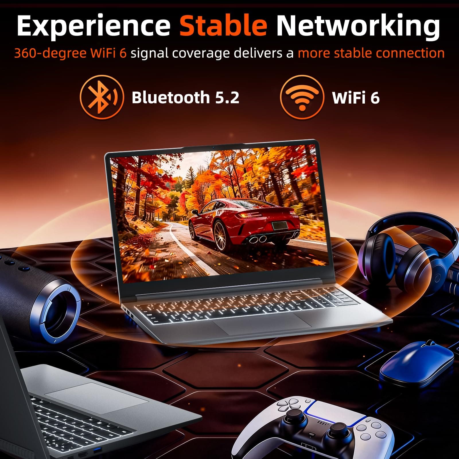15.6 Zoll Laptop 16GB RAM 512GB ROM, Enthaltene AI Copilot, AMD R5 (übertrifft i5-13420H, bis zu 3.6GHz), FHD Display Notebook, WiFi 6 USB 3.0, Full-Function Type-C Schwarz 15.6 Zoll Bild 7