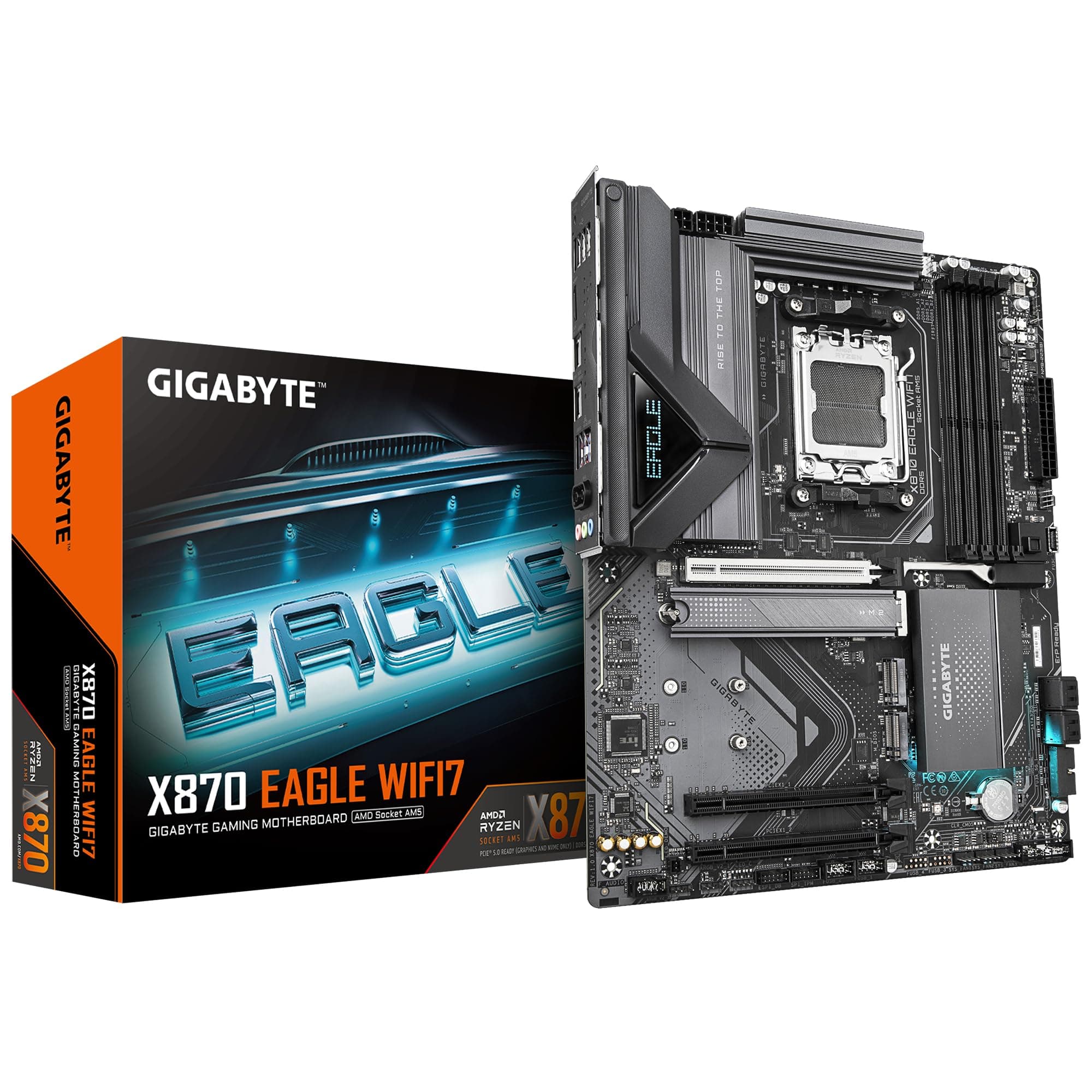 GIGABYTE X870 Eagle WIFI7 Motherboard - Unterstützt AMD Ryzen 9000 CPUs, 14+2+2 Phasen VRM, bis zu 8000MHz DDR5 (OC), 1xPCIe 5.0, Wi-Fi 7, 2.5GbE LAN, USB 4 Bild 2