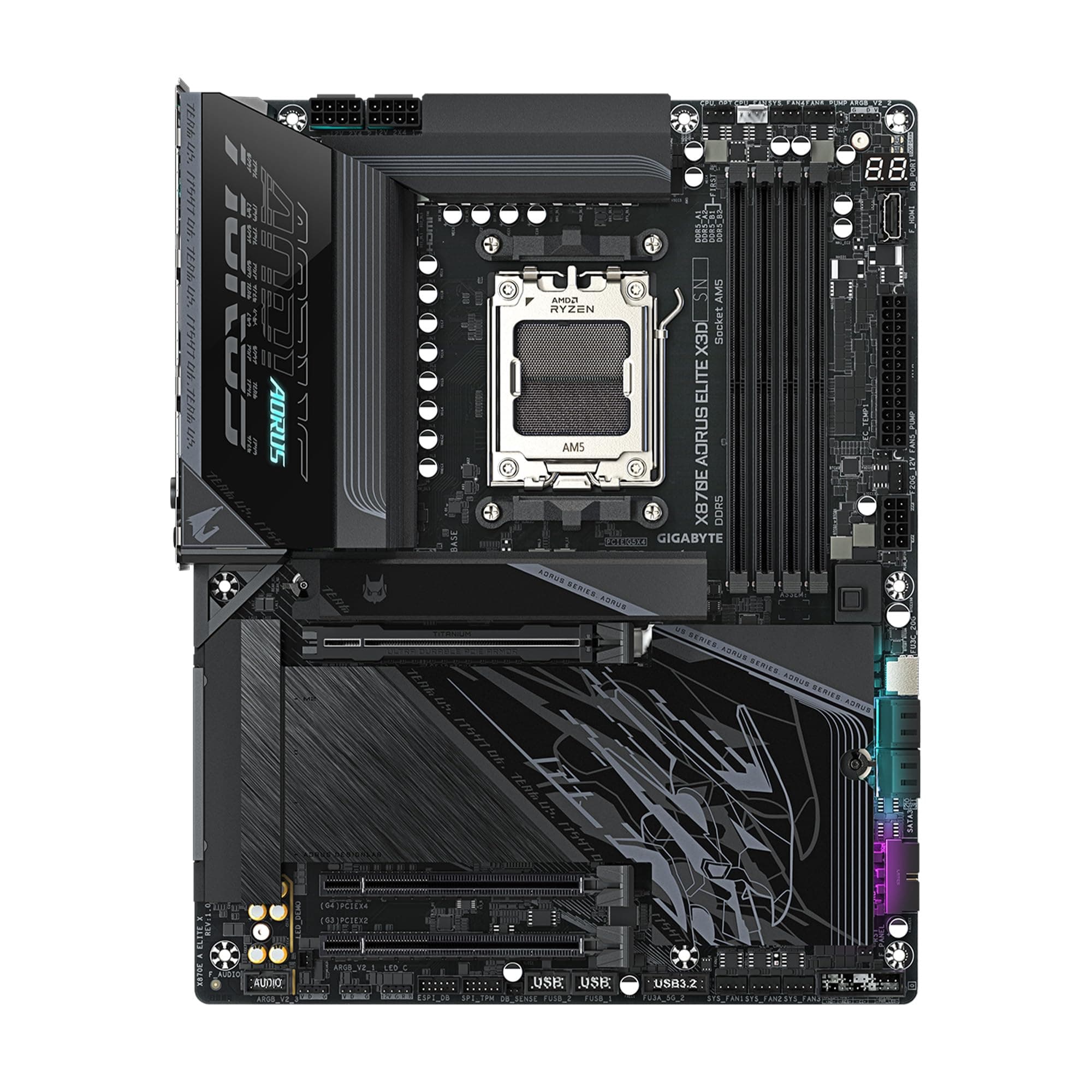 GIGABYTE X870E AORUS Elite X3D AMD AM5 LGA 1718 ATX Motherboard, unterstützt AMD Ryzen 9000/8000/7000 Series Prozessoren, DDR5, 16+2+2 Power Phase, 4X M.2, PCIe 5.0, WiFi 7, 5GbE, 5 Jahre Garantie Bild 3