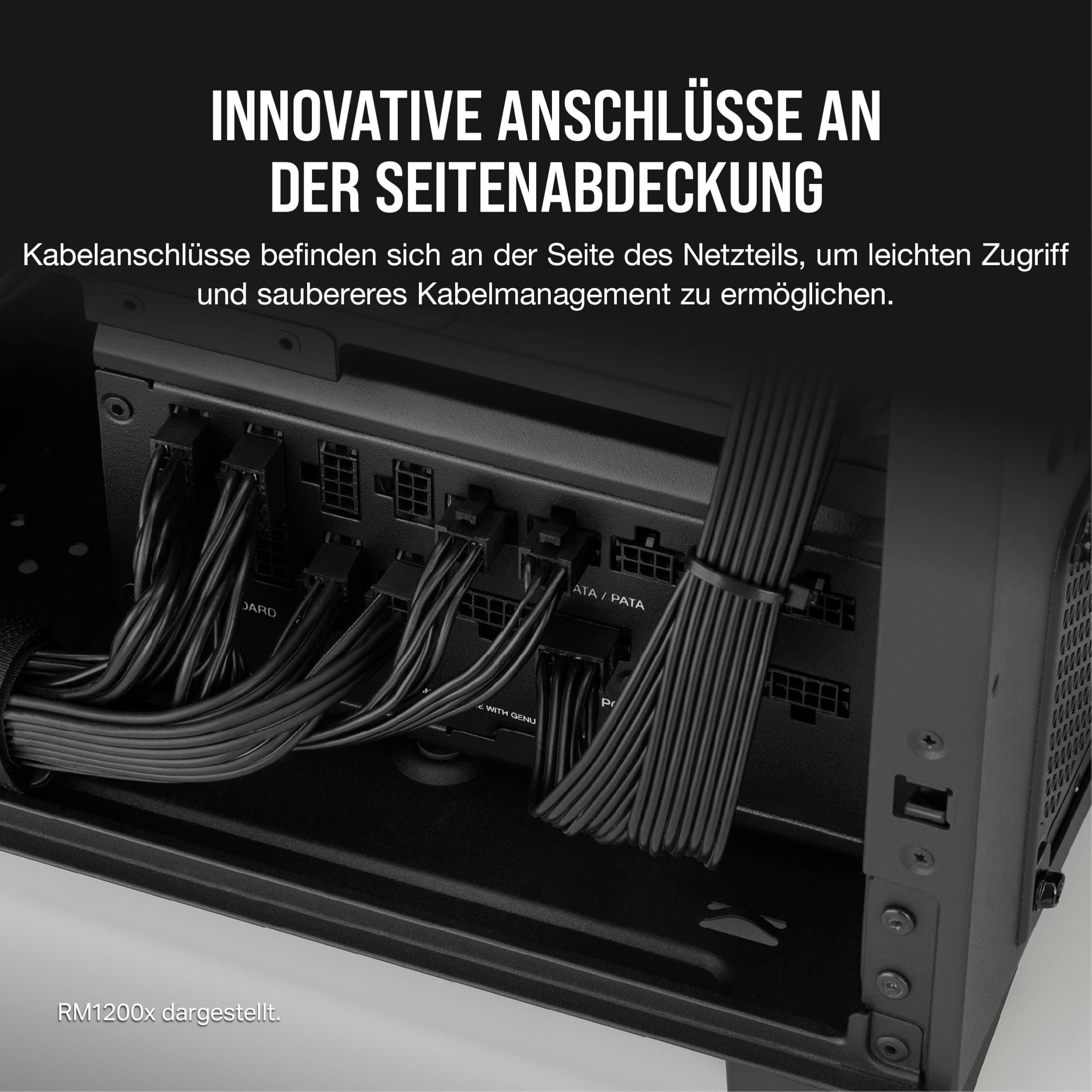 Corsair RM850x SHIFT Vollmodulares ATX-Netzteil - Modulare Seitenschnittstelle - ATX 3.1- & PCIe 5.1-kompatibel - Null-Drehzahl-Lüftermodus - 105°C-Kondensatoren - 80 PLUS Gold-Effizienz - Schwarz 850 Watts Schwarz Bild 7
