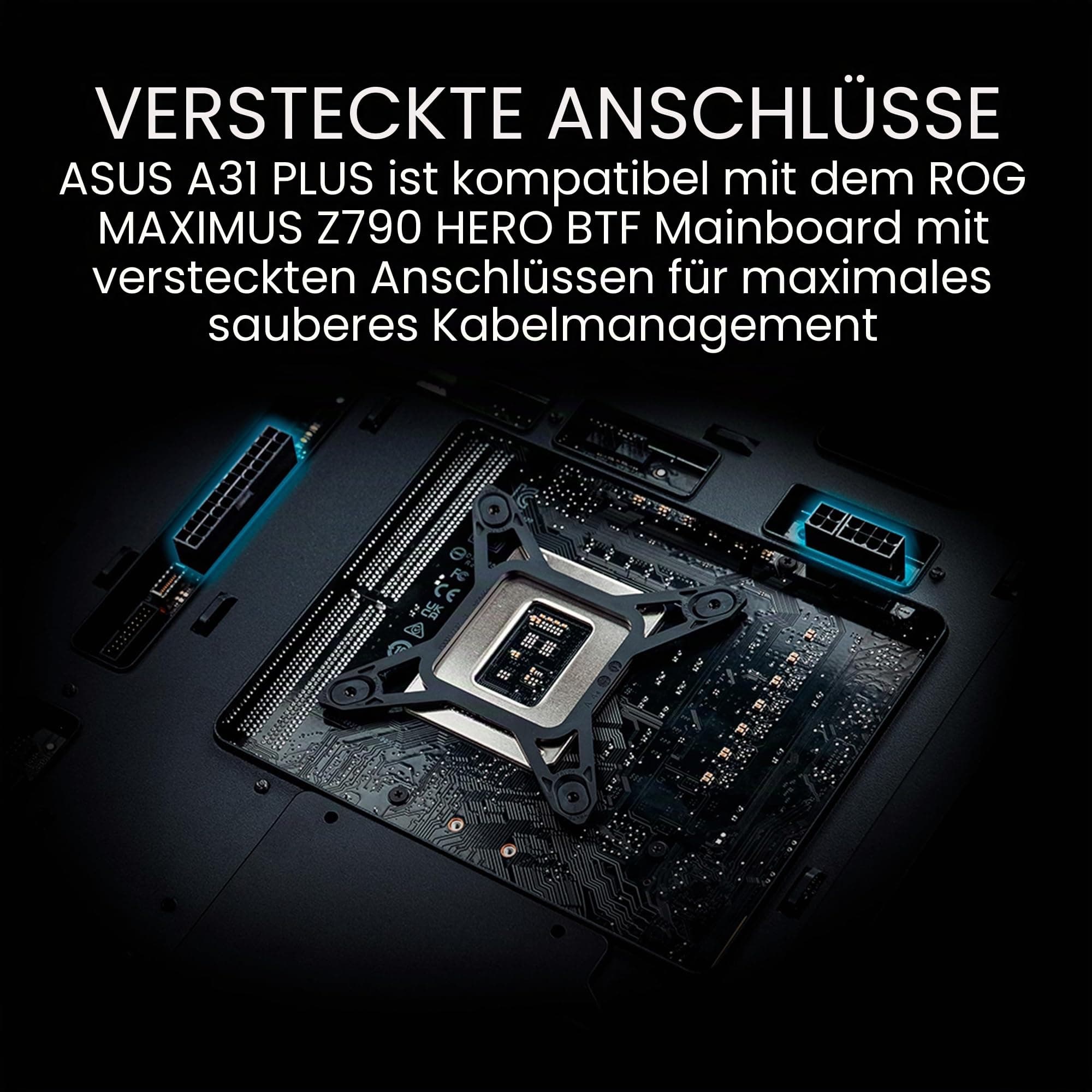ASUS A31 Plus TG ARGB White ATX PC Gehäuse (vorinstallierte ARGB-Lüfter, Frontpanel aus Glas, kompatibel mit Mainboards mit versteckten Anschlüssen, 360-mm-Radiatoren, 380-mm-Grafikkarten, weiß) Bild 5