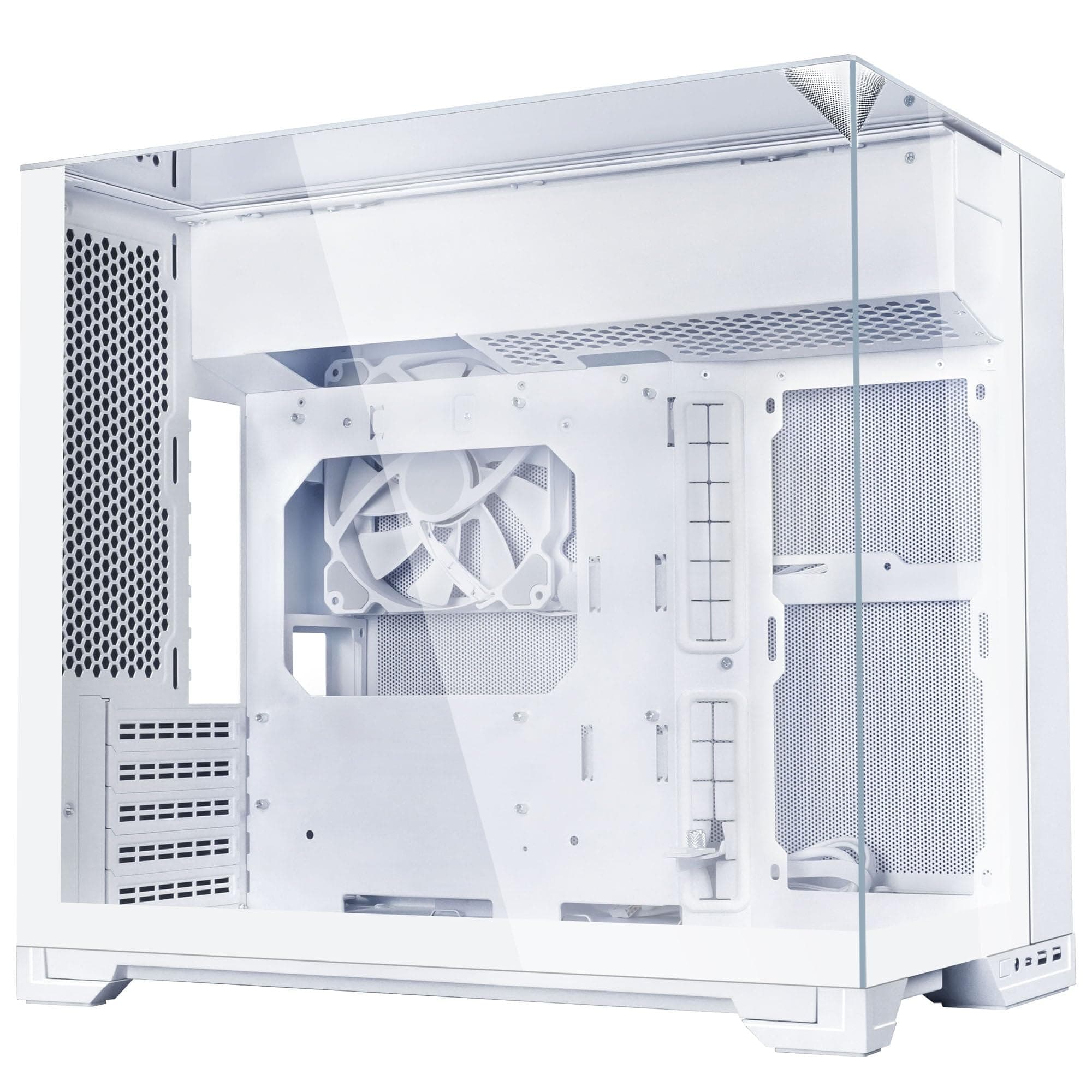 Lian Li O11 Vision-M PC-Gehäuse Weiß | Dual-Chamber Midi-Tower mit 3-seitigem Tempered Glass für Micro-ATX und Mini-ITX