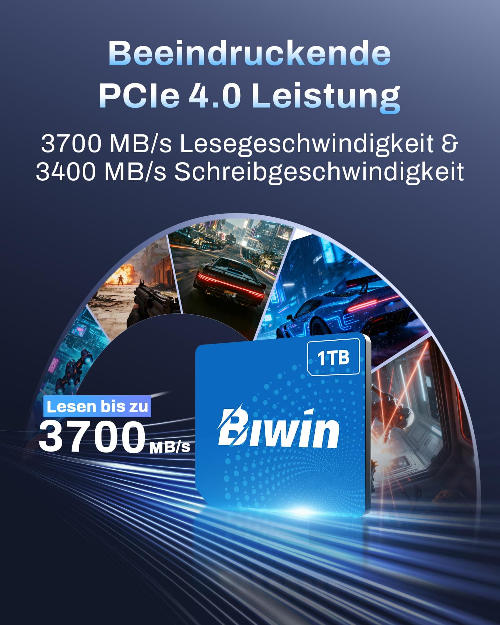 BIWIN CL100 Mini SSD 1TB - PCIe Gen4×2 NVMe 1.4 - Ultra-kompakte SSD in mit 3700 MB/s Lesen & 3400 MB/s Schreiben - IP68 Wasserdicht Stoßfest für Ultrabooks/Mini-PCs/Handhelds Bild 7