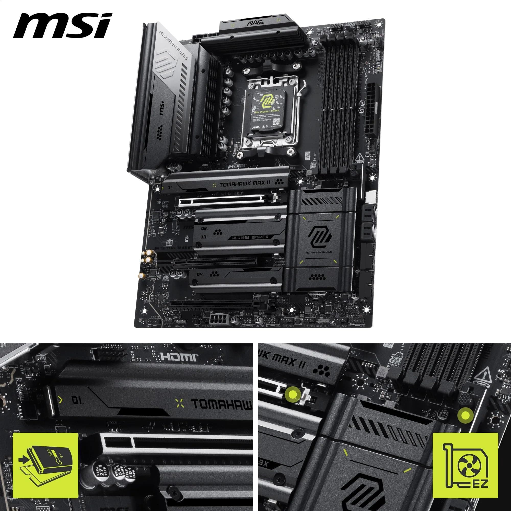 MSI MAG B850 Tomahawk MAX WiFi II Mainboard - Unterstützt AMD Ryzen 9000/8000 / 7000 Prozessoren, AM5-80A SPS VRM, DDR5 Memory Boost (bis zu 8400+ MT/s OC), PCIe 5.0 x16, M.2 Gen5, Wi-Fi 7, 5G Bild 5