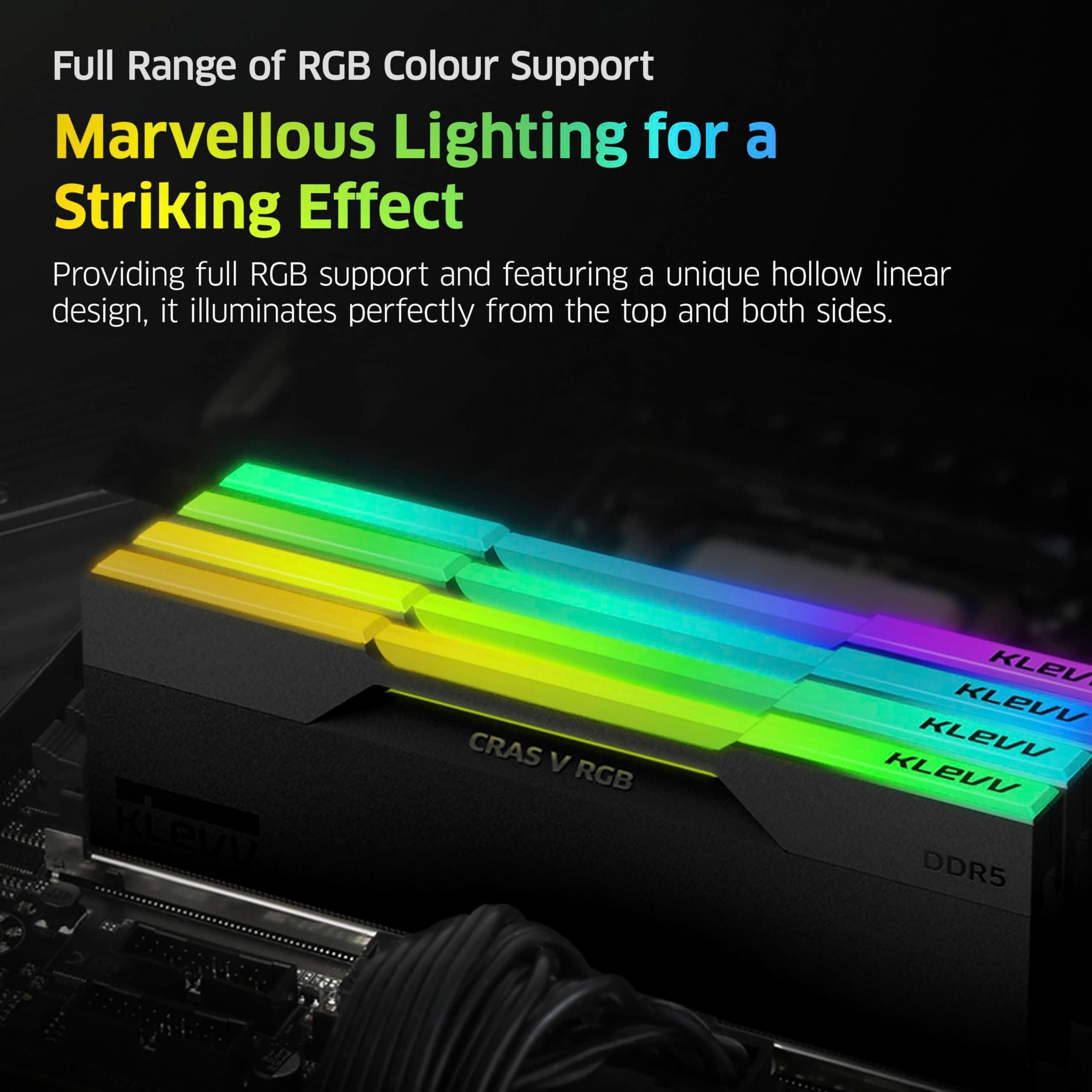KLEVV CRAS V DDR5 RGB 32GB (2X 16GB) 6000MHz CL30 Gaming-Arbeitsspeicher RAM Kit XMP 3.0 Hochleistungs-Übertaktung 30-36-36-76 32GB (2x16GB) 32GB Kit (2x 16GB) Bild 5