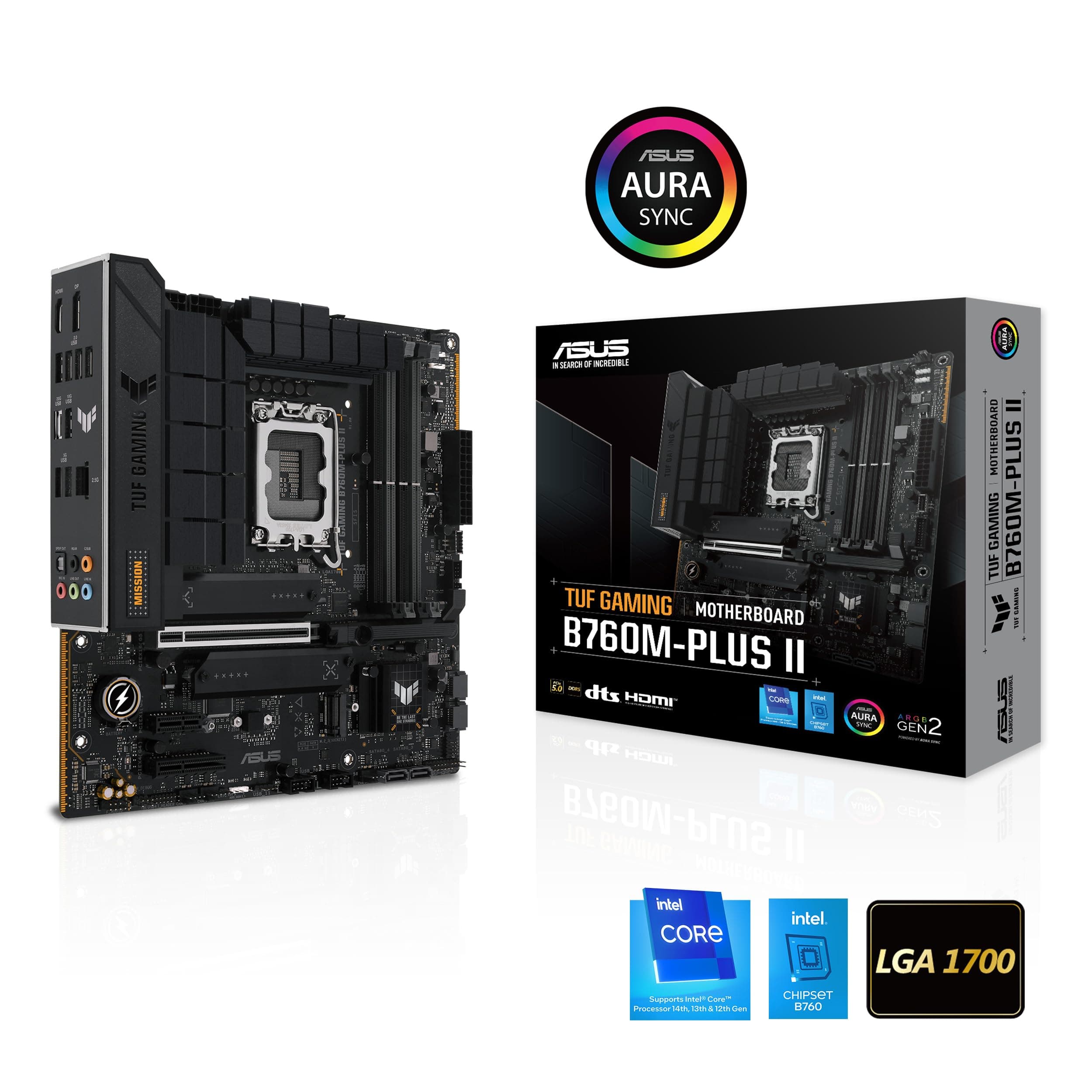 ASUS TUF Gaming B760M-PLUS II Mainboard Sockel Intel LGA 1700 (Intel B760, mATX, DDR5 Speicher, PCIe 5.0, 3X M.2, Thunderbolt 4, Aura Sync) Bild 3