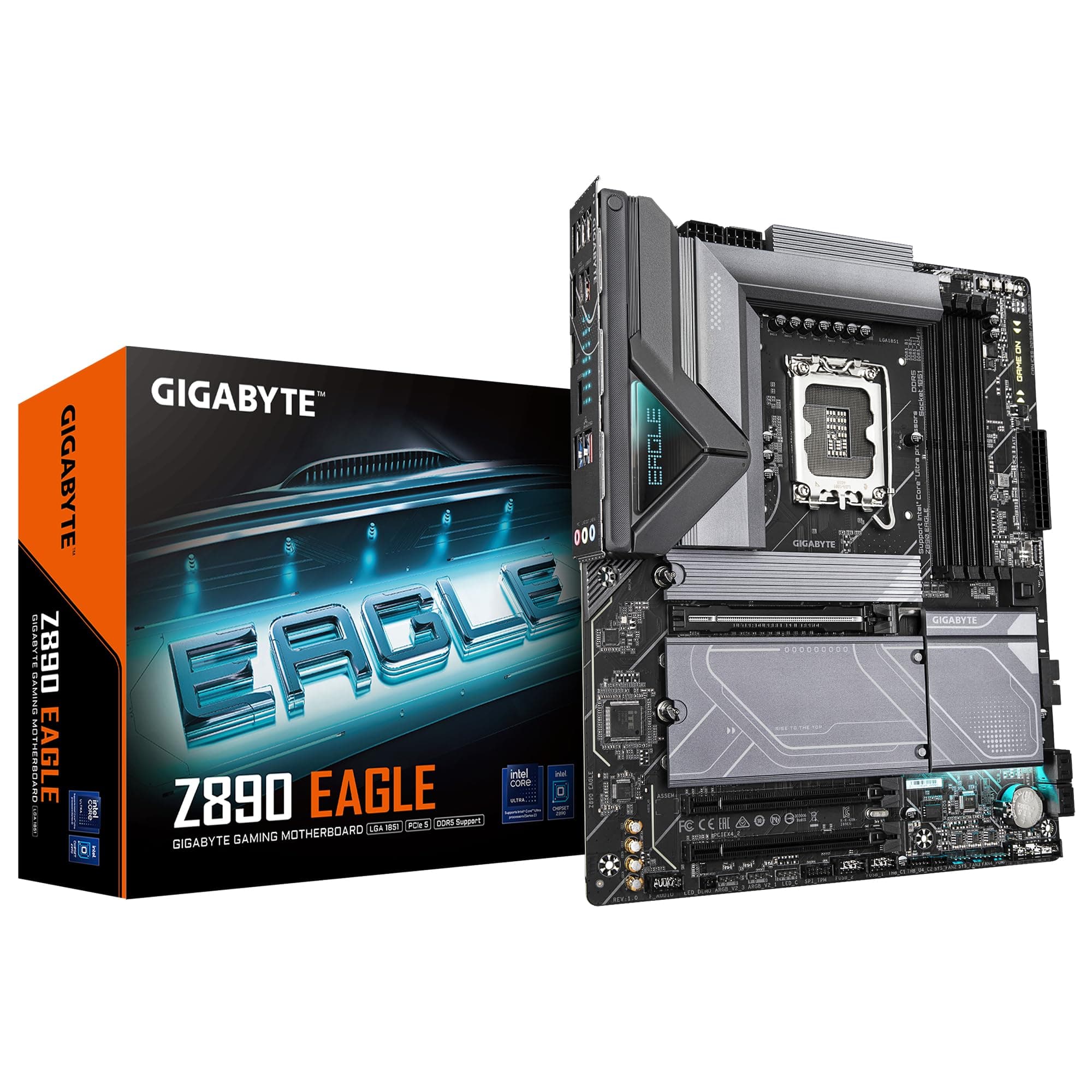 GIGABYTE Z890 Eagle Motherboard - Unterstützt Intel Core Ultra (Serie 2) CPUs, 14+1+2 Phasen VRM, bis zu 8800MHz DDR5 (OC), 1x PCIe 5.0 M.2 + 3X PCIe 4.0 M.2, 2,5GbE LAN, USB4 Bild 2