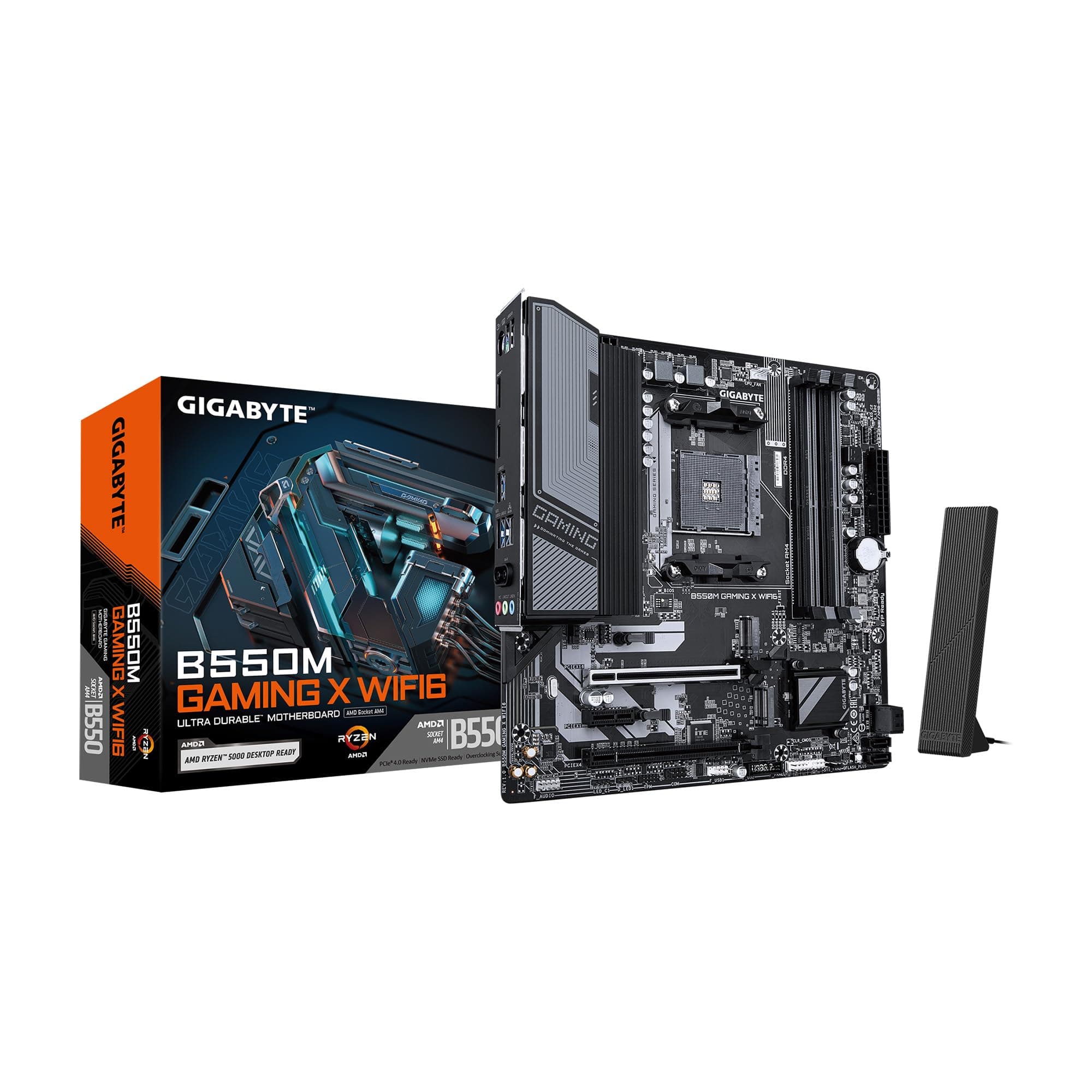 GIGABYTE B550M Gaming X WIFI6 Motherboard, unterstützt AMD AM4 Ryzen 5000 Prozessoren, Micro-ATX, DDR4, 2X M.2, PCIe 4.0, WIFI6, 1GbE LAN, EZ-Latch