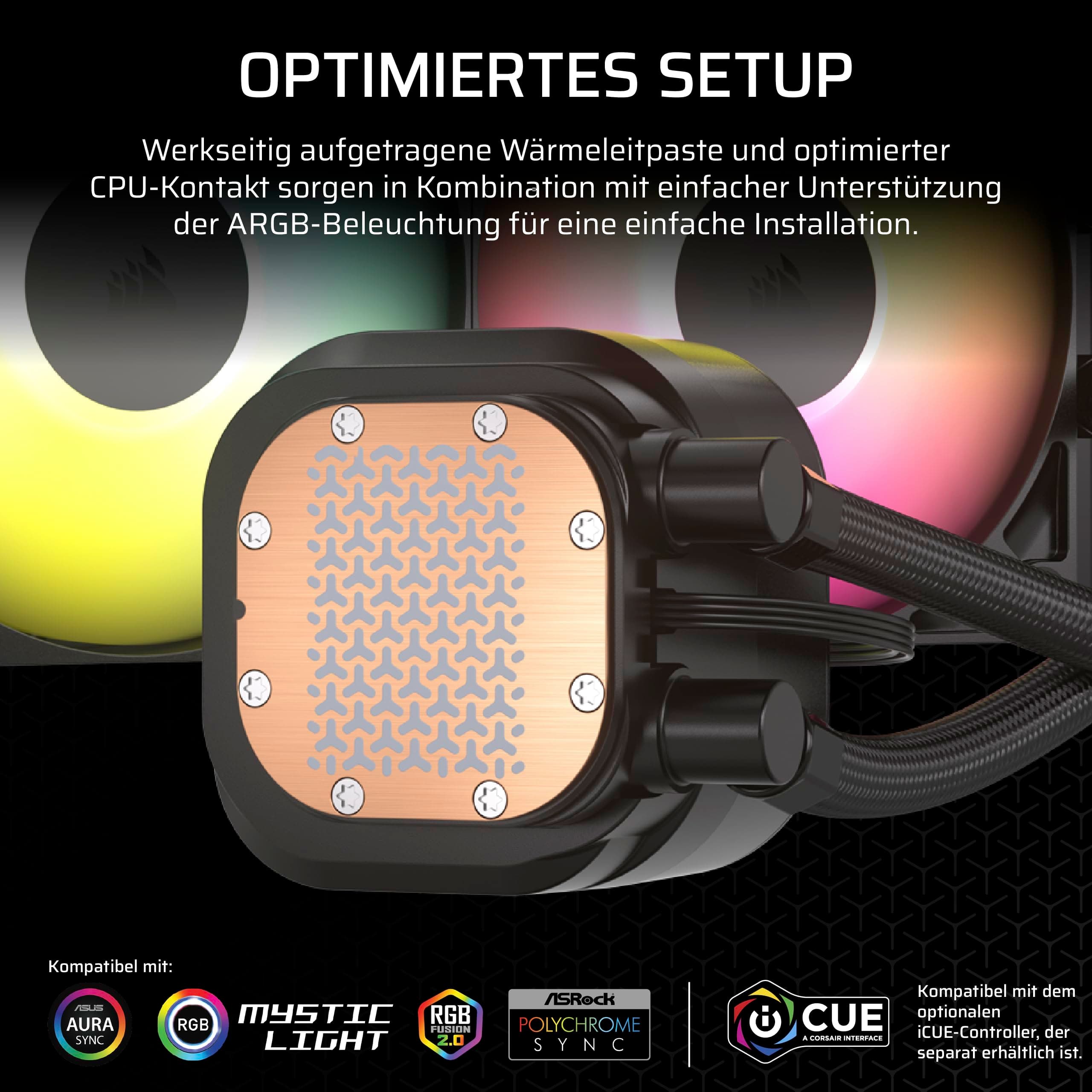 Corsair Nautilus 360 RS ARGB CPU-Flüssigkeitskühler – 360mm AIO – Geräuscharm – Direkter Mainboard-Anschluss – Intel LGA 1851/1700, AMD AM5/AM4 – 3X RS120 ARGB-Ventilatoren Inbegriffen – Schwarz Bild 6