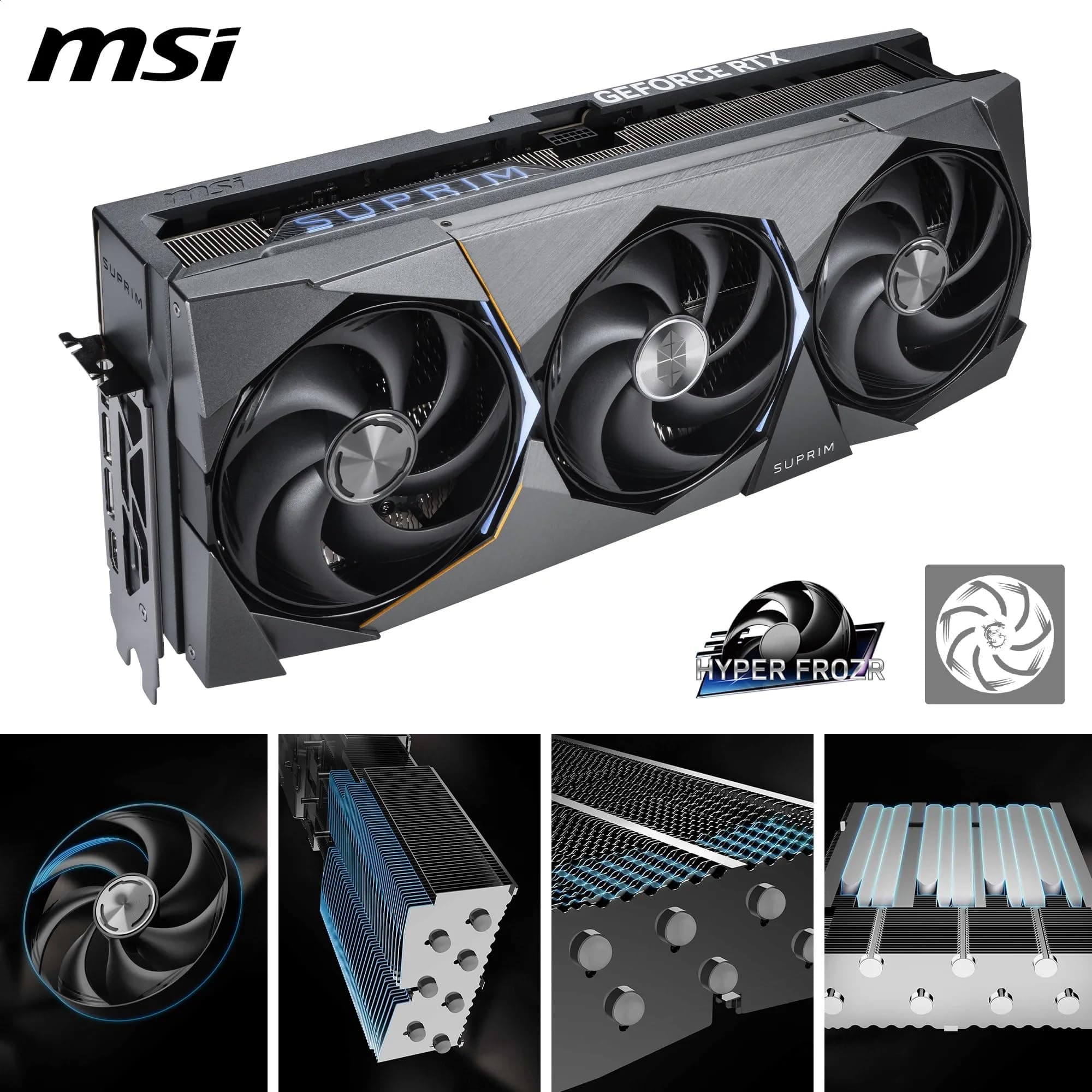 MSI GeForce RTX 5090 32G SUPRIM SOC — 32GB GDDR7 (28Gbps/512-bit), PCIe 5, Boost: 2565 MHz, HDMI 2.1b, DisplayPort 2.1b Bild 8