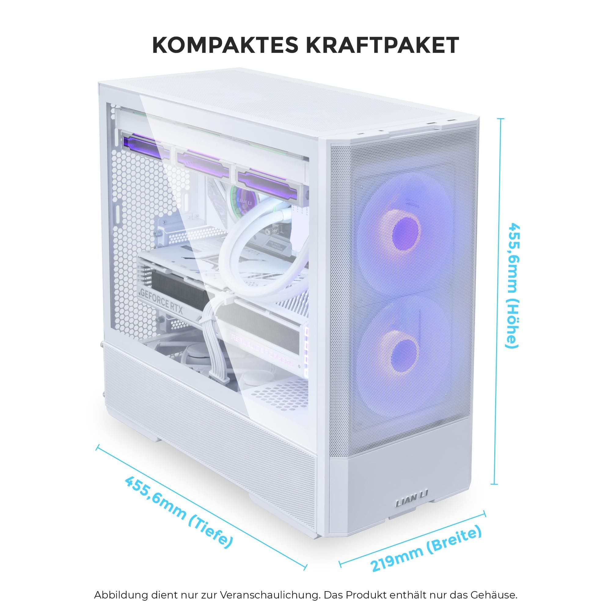 Lian Li LANCOOL 207 Gaming PC Gehäuse ATX Weiß - Midi Tower PC Gehäuse mit RGB-Beleuchtung, Grafikkarten bis 375 mm, bis zu 360 mm Radiator, White Case Stahl, Gehärtetes Glas Bild 7