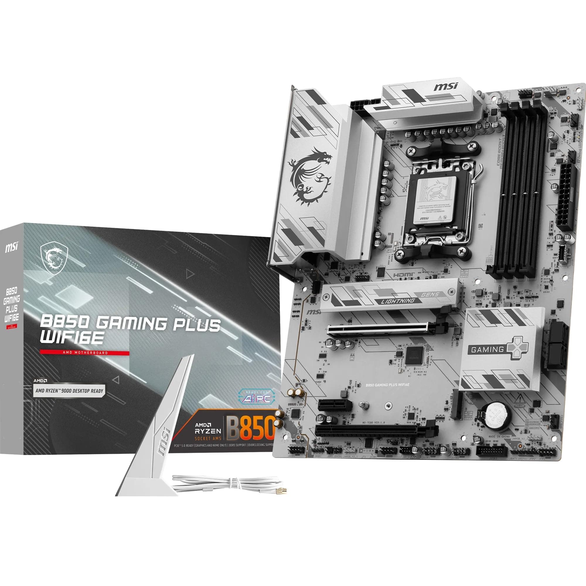 MSI B850 Gaming Plus WIFI6E Mainboard, ATX – unterstützt AMD Ryzen 9000/8000/7000 Prozessoren, AM5 – DDR5 Arbeitsspeicher Boost 8200+ MT/s (OC), PCIe 4.0 x16, M.2 Gen5, Wi-Fi 6E, 2,5G LAN Bild 2