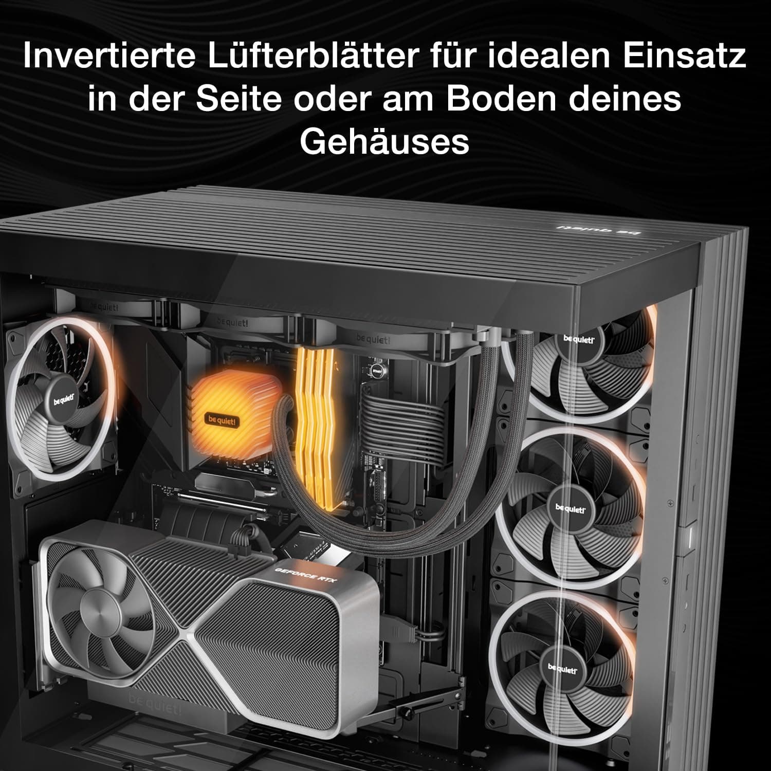 be quiet! Light Wings 140mm PWM Reverse Black, 7 invertierte Lüfterblätter, hoher Airflow, ideal für die Seite oder am Boden des Gehäuses, ARGB-Beleuchtung, vielzählige Farben, sehr leiser Betrieb Bild 5