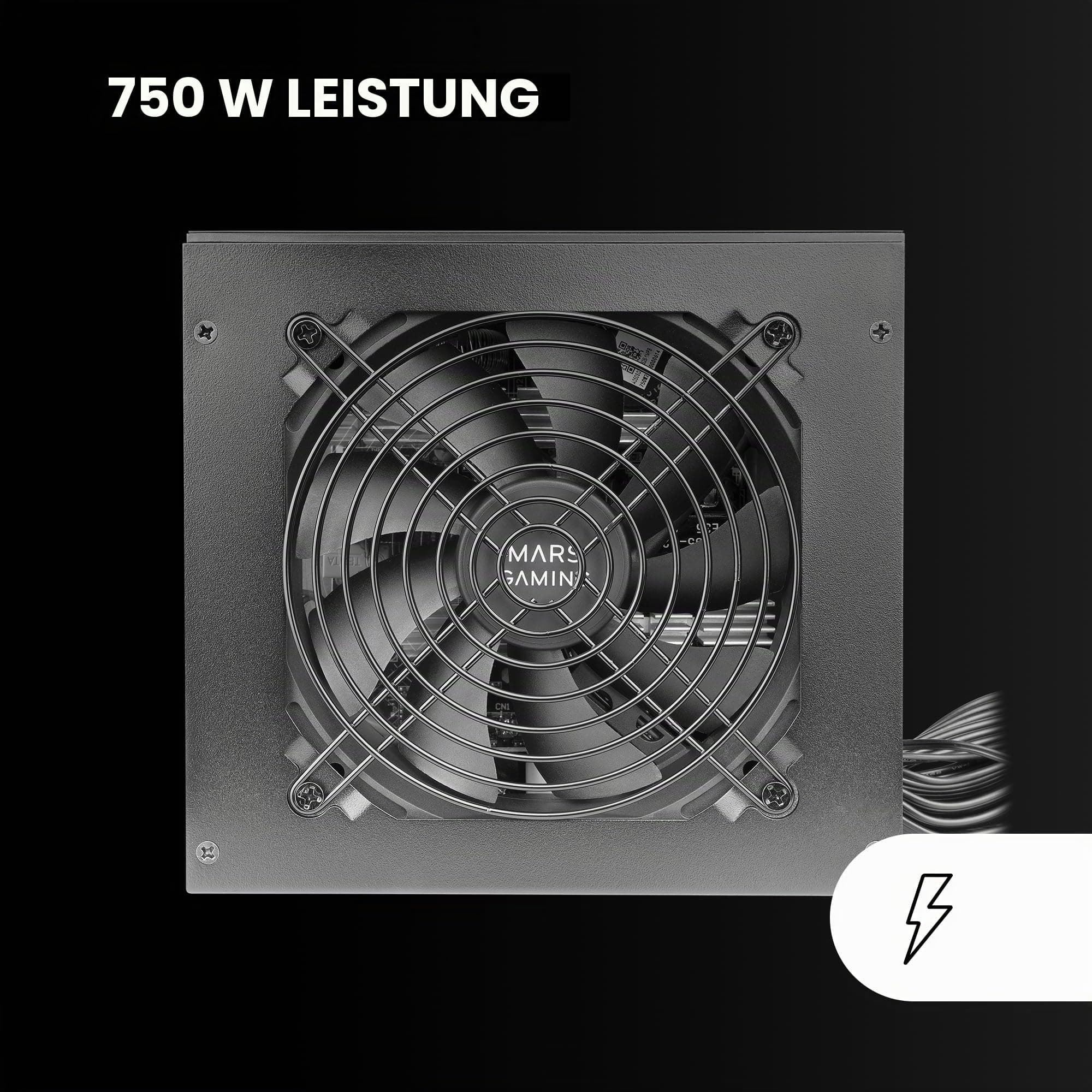 Mars Gaming MPB750S, ATX ARGB Netzteil 750W, 6 Jahre Garantie, 80Plus Bronze 230V EU, 90% Effizienz, 120mm AI-RPM Lüfter, ARGB MB Steuerung, DC-DC und SMD Technologien, Schwarz Bild 3
