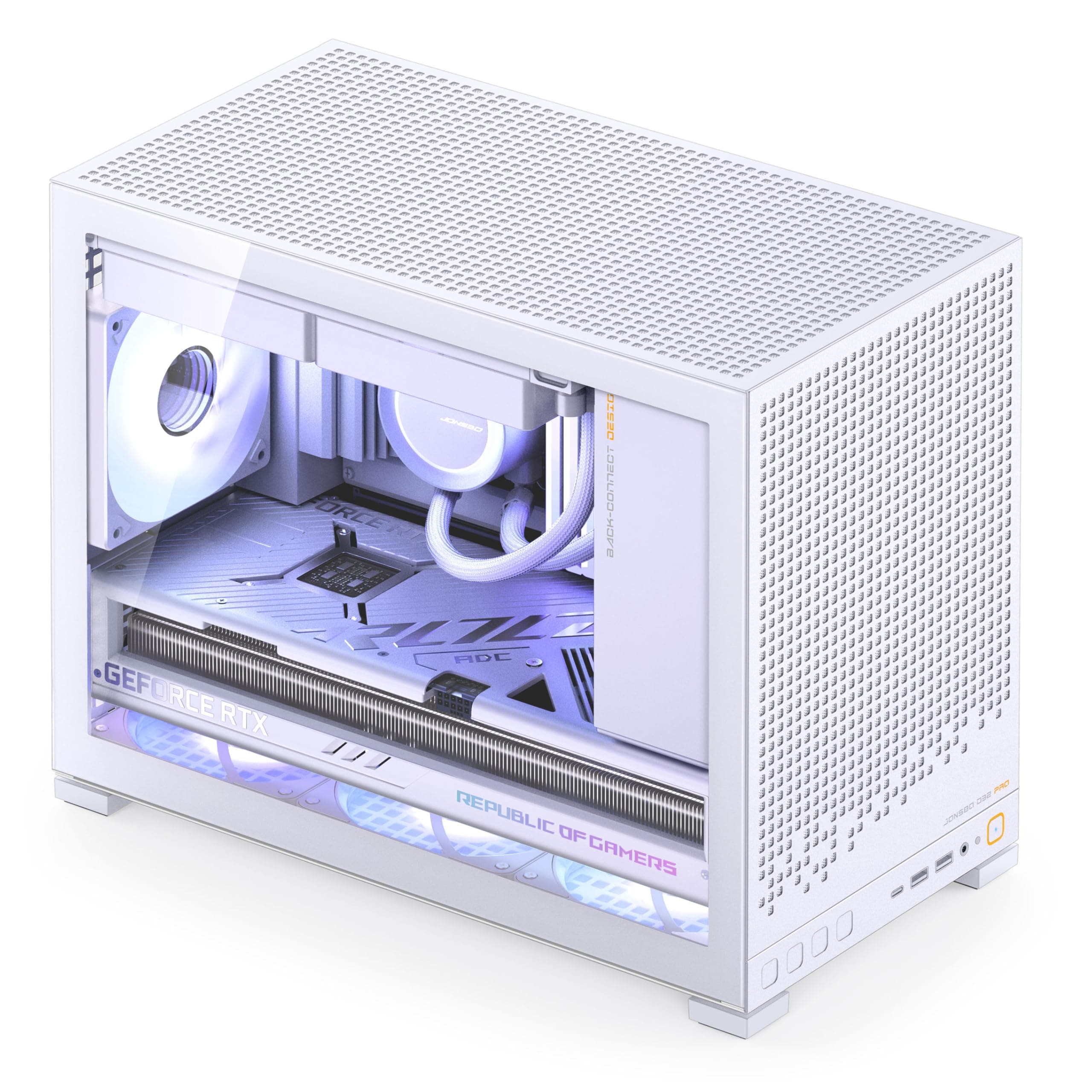 Jonsbo D32 PRO PC-Gehäuse Weiß – Kompaktes mATX-Case mit Back-Connect-Support, Tempered Glass, Staubfiltern & High-End-Kühlung Weiß Tempered Glass Bild 5
