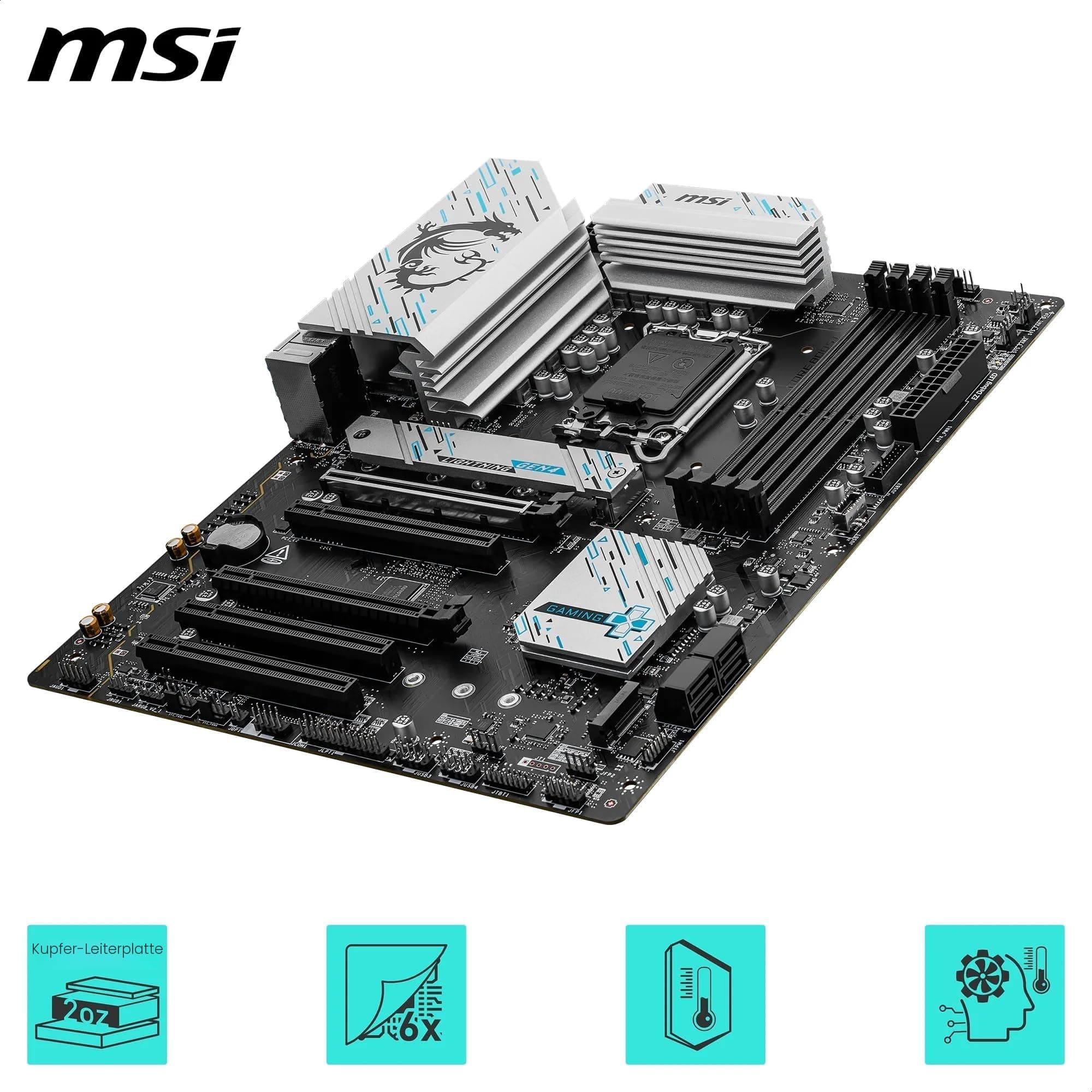 MSI B760 Gaming Plus WiFi DDR4 Mainboard, ATX - Unterstützt Intel Core Prozessoren der 14., 13. und 12. Generation, LGA 1700 - DDR4 5333+MHz/OC, 1x PCIe 4.0 x16, 2 x M.2 Gen4, 2,5G LAN, WIFI6E Bild 8