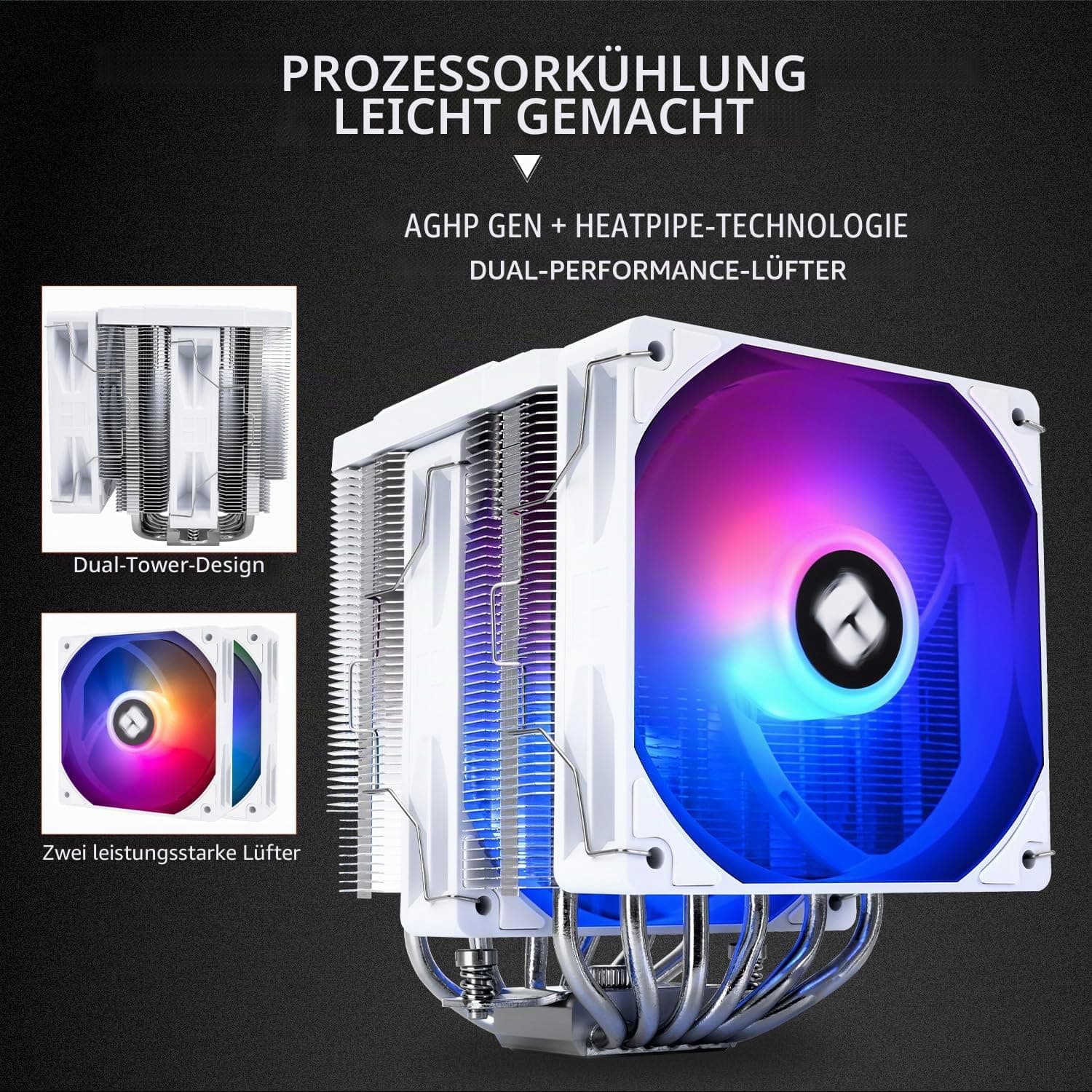 TR Peerless Assassin 120 Digital ARGB weißer Luftkühler, CPU-Kühler für AM4/AM5, Intel LGA1700/1851/1150/1151/1200 PA120 Digital ARGB WHITE Bild 7