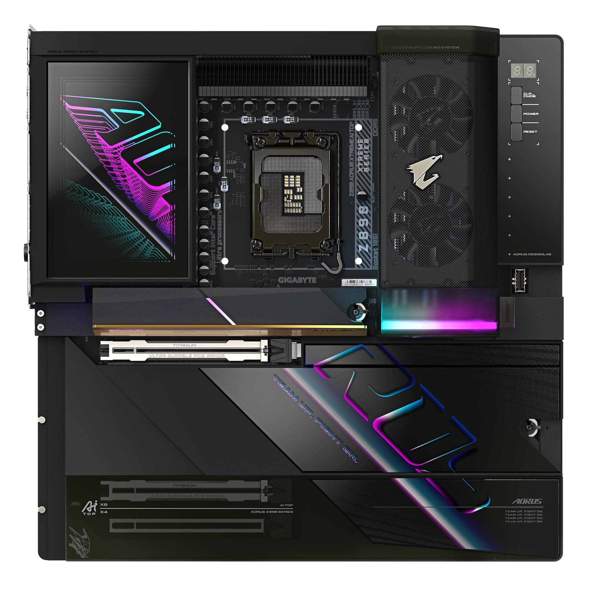 GIGABYTE Z890 AORUS Xtreme AI TOP Motherboard - Unterstützt Intel Core Ultra (Serie 2) CPUs, 22+1+2 Phasen VRM, bis zu 9500MHz DDR5 (OC), PCIe 5.0 M.2, Wi-Fi 7, Thunderbolt 5 Bild 3