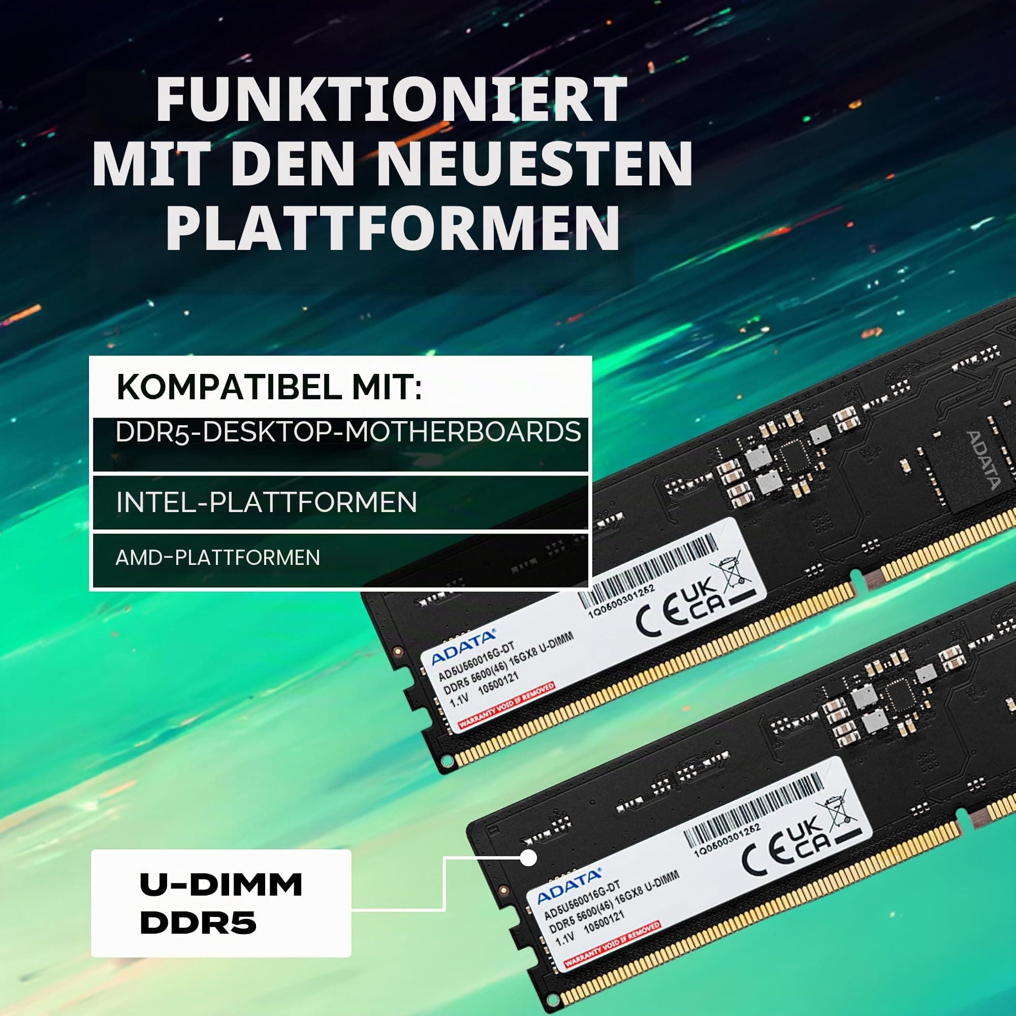 ADATA Arbeitsspeicher DIMM 32 GB DDR5-5600 (2X 16 GB) Dual-Kit Bild 7