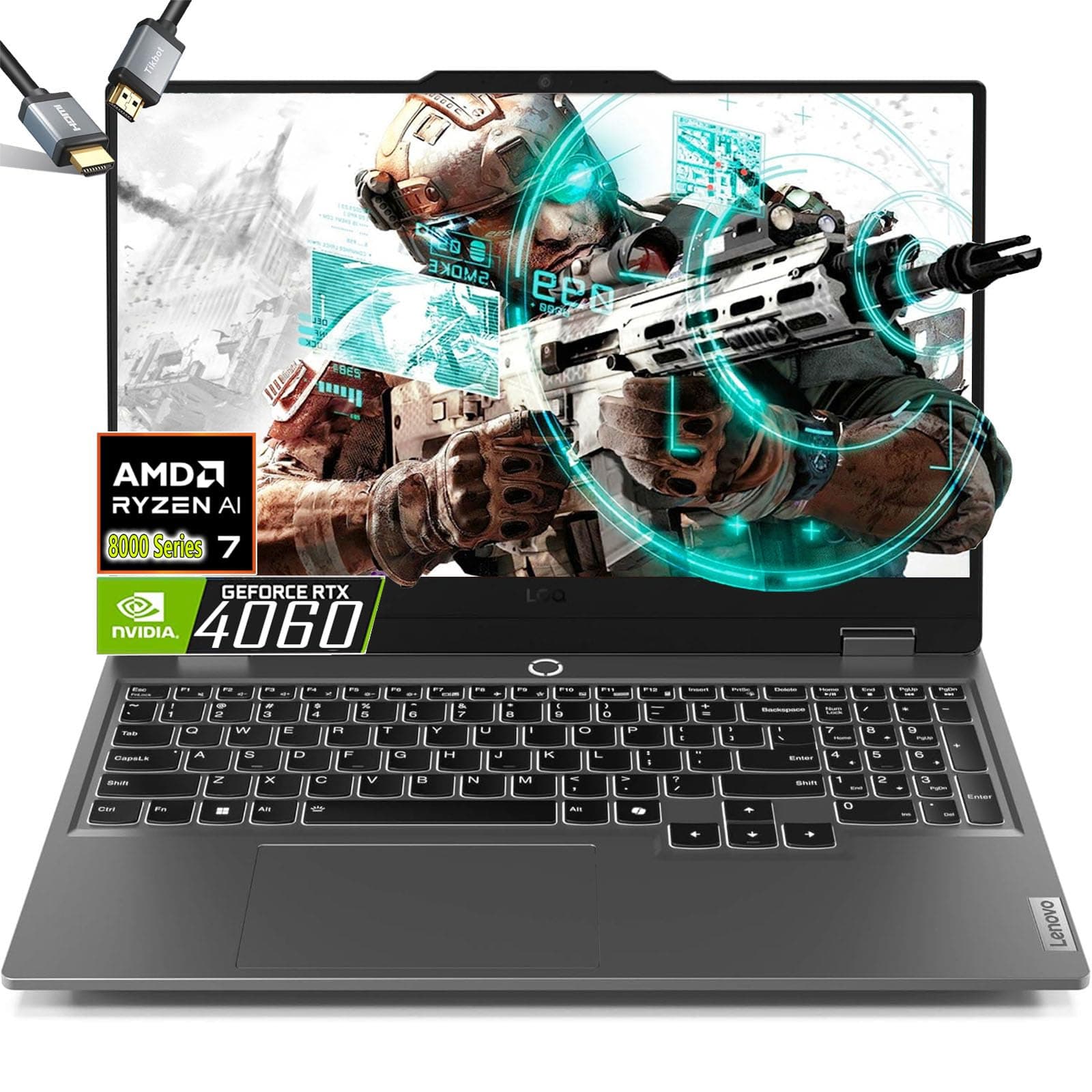 Lenovo LOQ 15.6 Gaming Laptop AMD Ryzen 7 8845HS Beat i9-13900H - RTX 4060-64GB DDR5 RAM -2TB PCIe SSD Tastatur mit Hintergrundbeleuchtung - FHD Display G-SYNC - Windows 11 - Computadora Gamer PC 64GB RAM |2TB PCIe SSD
