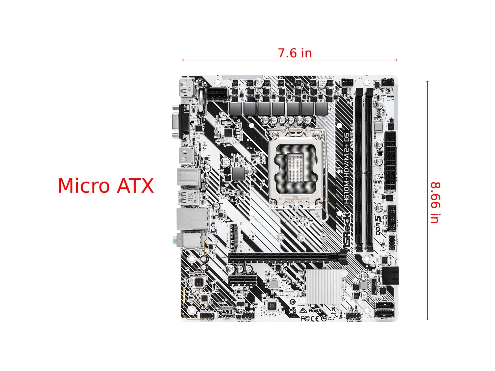 Carte+M%C3% A8re+ASRock+H610M-HDV%2FM.2%2B+DDR5+%28Intel+LGA+1700%29+Micro+ATX Bild 3