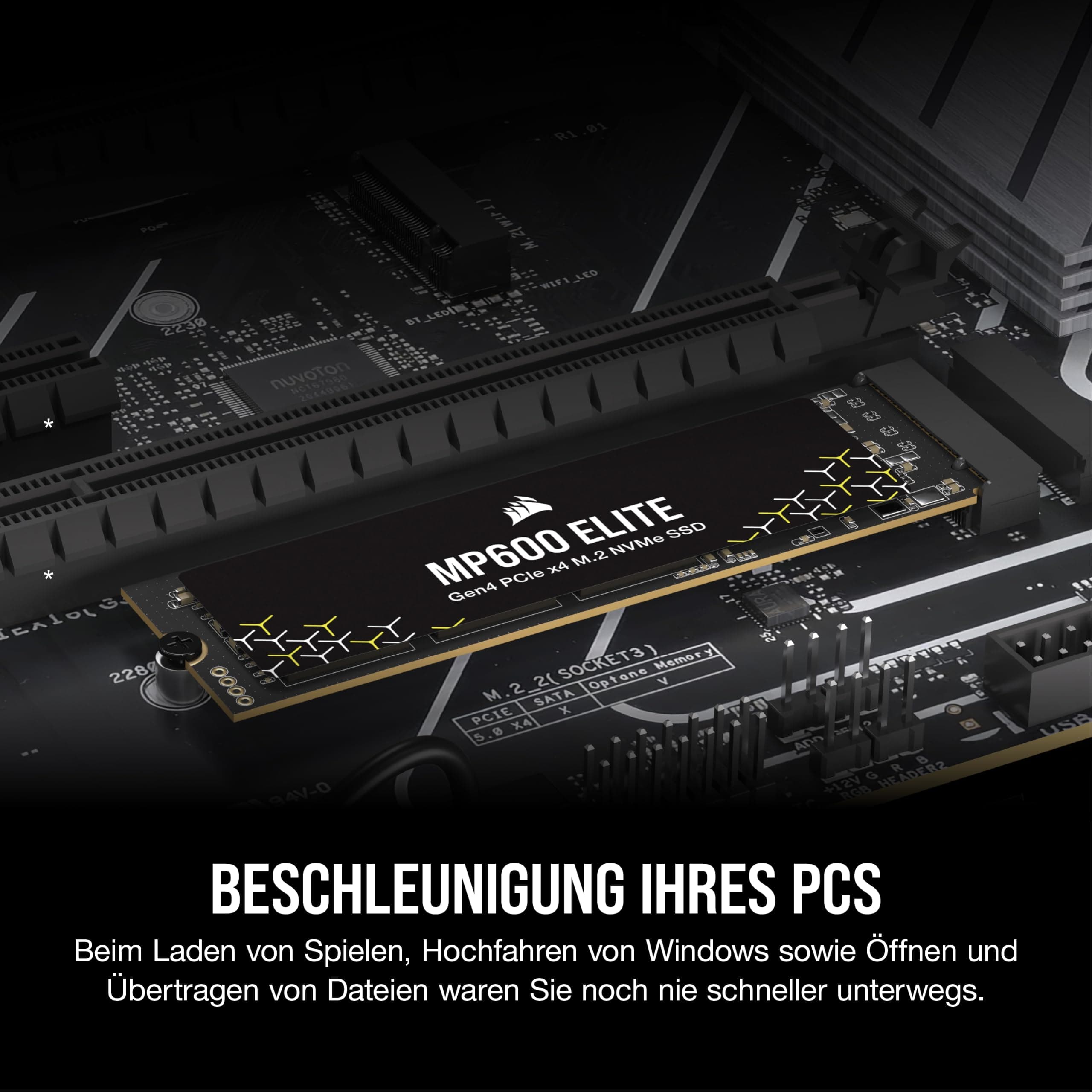 CORSAIR MP600 ELITE 4TB M.2 PCIe Gen4 x4 NVMe SSD – M.2 2280 – Bis zu 7.000MB/Sek. Sequentielles Lesen – High–Density 3D TLC NAND – Für Desktops und Laptops – Schwarz Ohne Heatspreader 4TB Bild 5