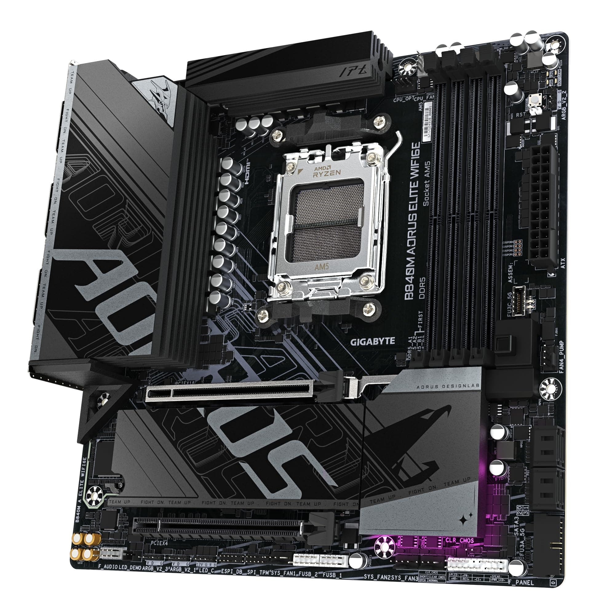 GIGABYTE B840M AORUS Elite WIFI6E Mainboard – AMD Ryzen 9000 Prozessoren, 10+2+2 Phasen VRM, bis zu 8200 MHz DDR5 (O.C.), 2 x M.2 PCIe 4.0, Wi-Fi 6E, 2.5 GbE LAN, USB 3.2 Gen 2 Bild 7