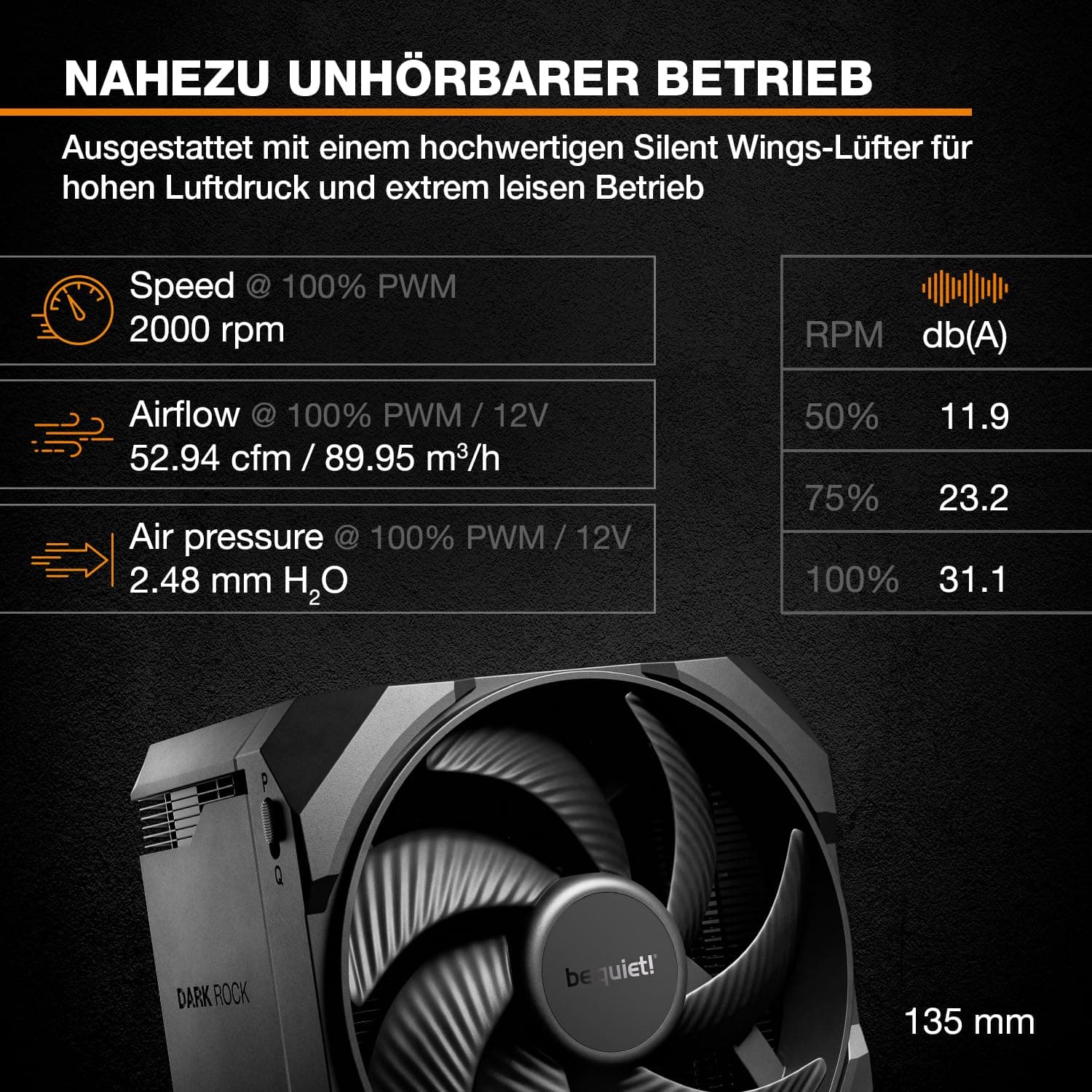 be quiet! Dark Rock 6 Luftkühler, Hohe CPU-Kühlleistung, Semi-Passiver Quiet-Modus, 6 Hochleistungs-Heatpipes, Silent Wings 135mm‑PWM‑Lüfter, Hohe Kompatibilität Mit RAM- Und VRM-Kühlern Bild 7