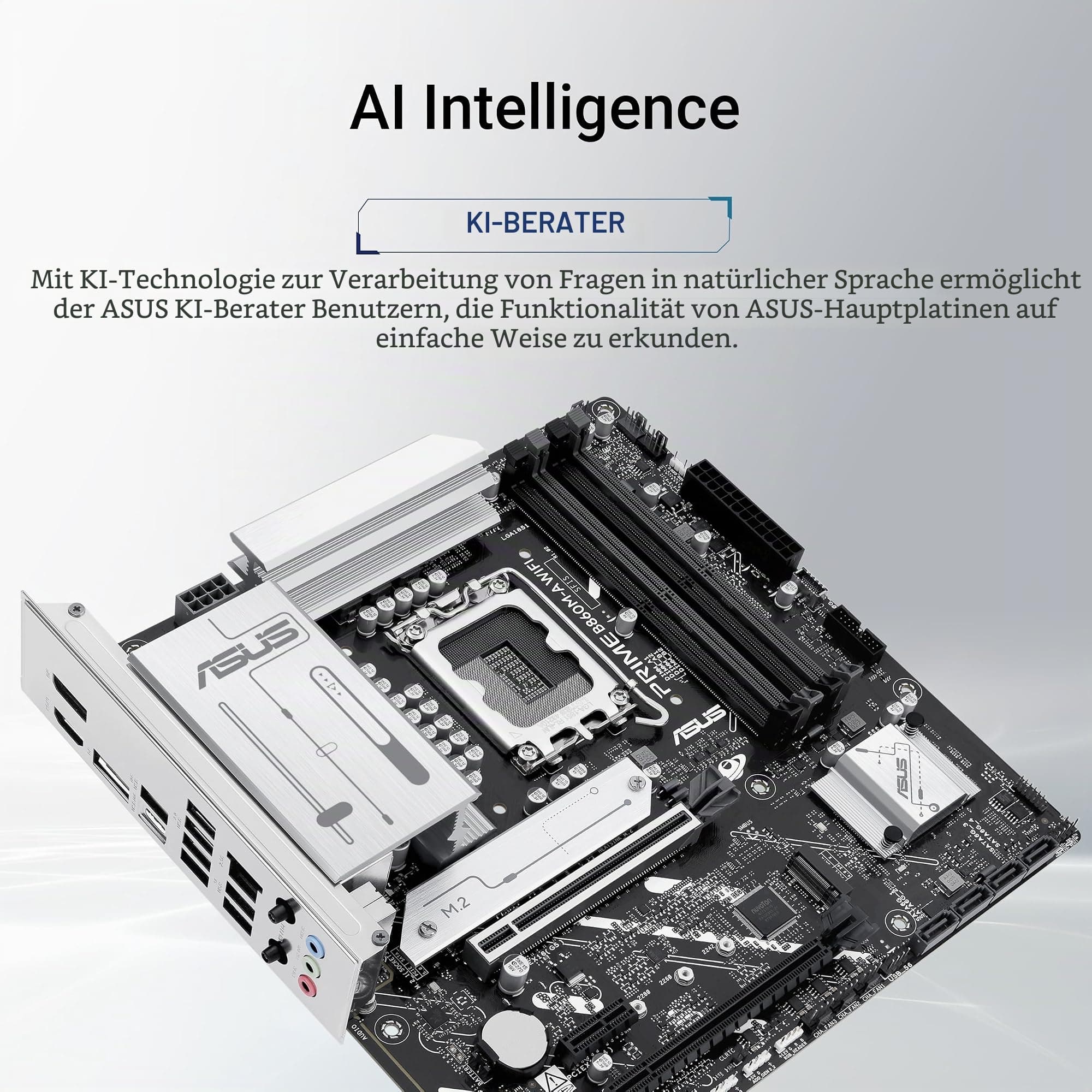 ASUS Prime B860M-A WiFi Gaming Mainboard Sockel Intel LGA 1851 (Intel B860, mATX, DDR5 Speicher, PCIe 5.0, 1x PCIe 4.0 M.2, WiFi 6E, Aura Sync) Bild 3