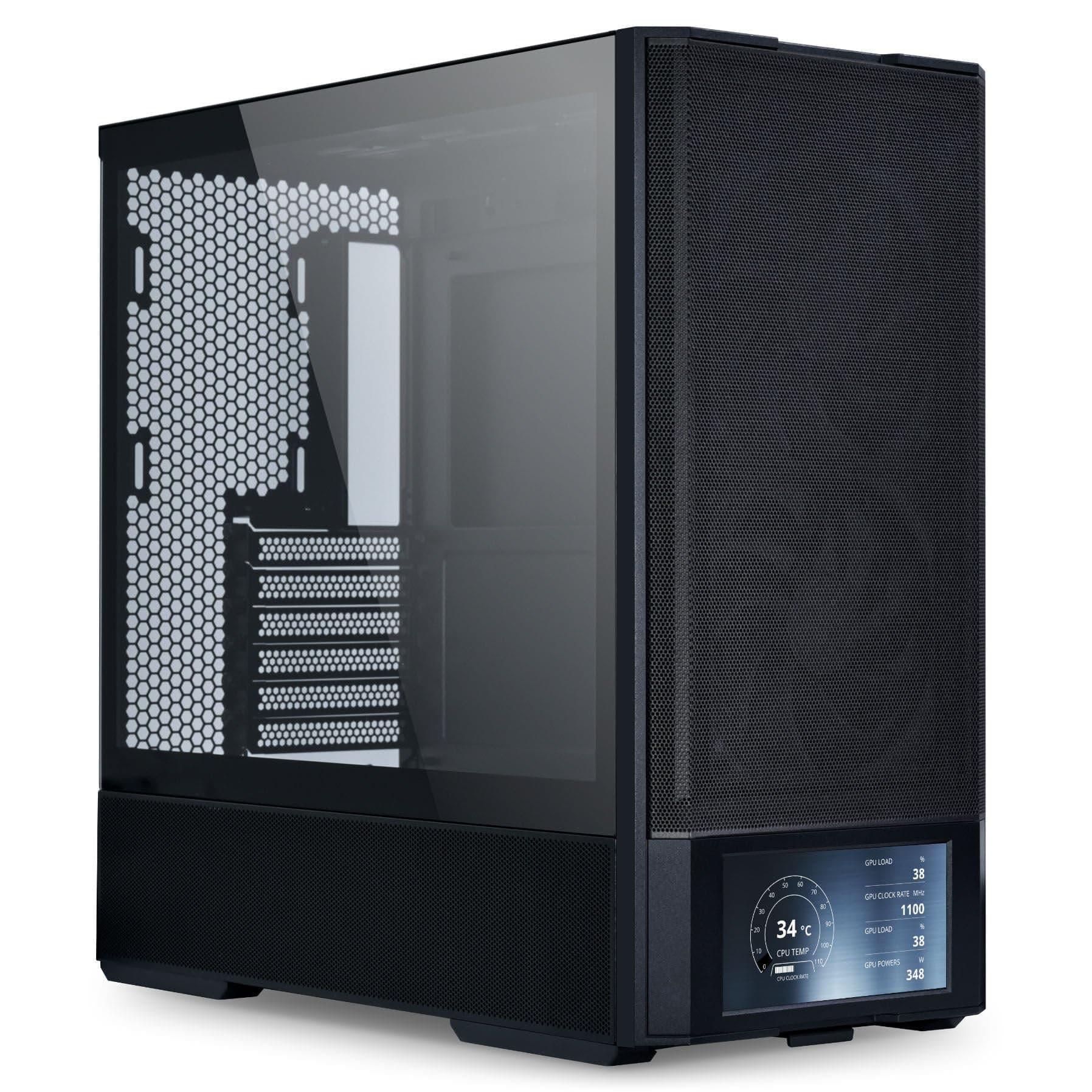 Lian Li LANCOOL 207 Digital Gaming PC Gehäuse ATX Schwarz - Midi Tower mit LCD-Bildschirm, Grafikkarten bis 375 mm, Radiator bis zu 360 mm