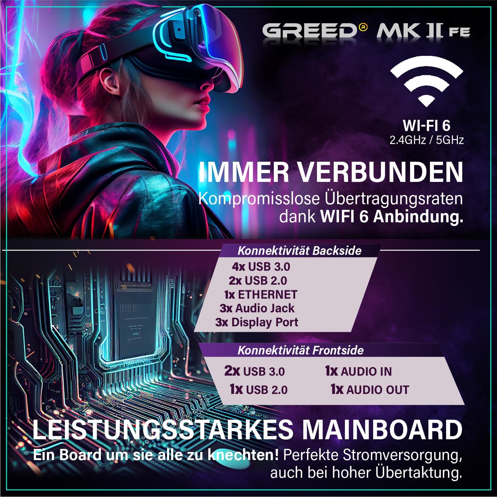 Greed® MK2 FE - Gaming PC - AMD Ryzen 5 5500 + RTX 5050 - Schneller RGB Computer + 4K Raytracing Rechner mit 4,2 GHz - 16GB DDR4 RAM - 512GB SSD + 500W Netzteil - WLAN + Windows 11 Pro MK2 FE | RTX 5050 AMD 16GB Bild 6