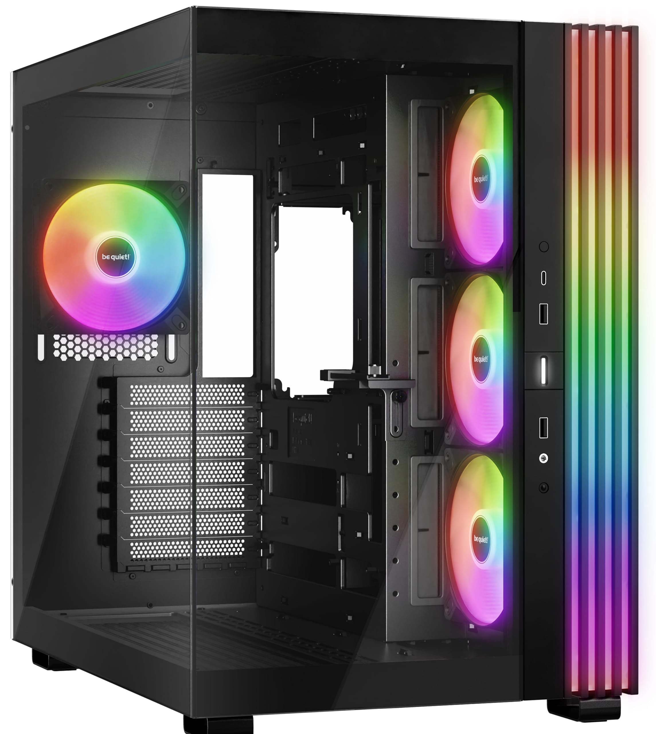 be quiet! Light Base 600 LX Black PC-Gehäuse, atemberaubender Panorama-Blick, Show Case, Dual Chamber Design, massiver ARGB LED-Streifen, 4 Light Wings LX PWM Lüfter, invertiert und horizontal nutzbar Bild 2