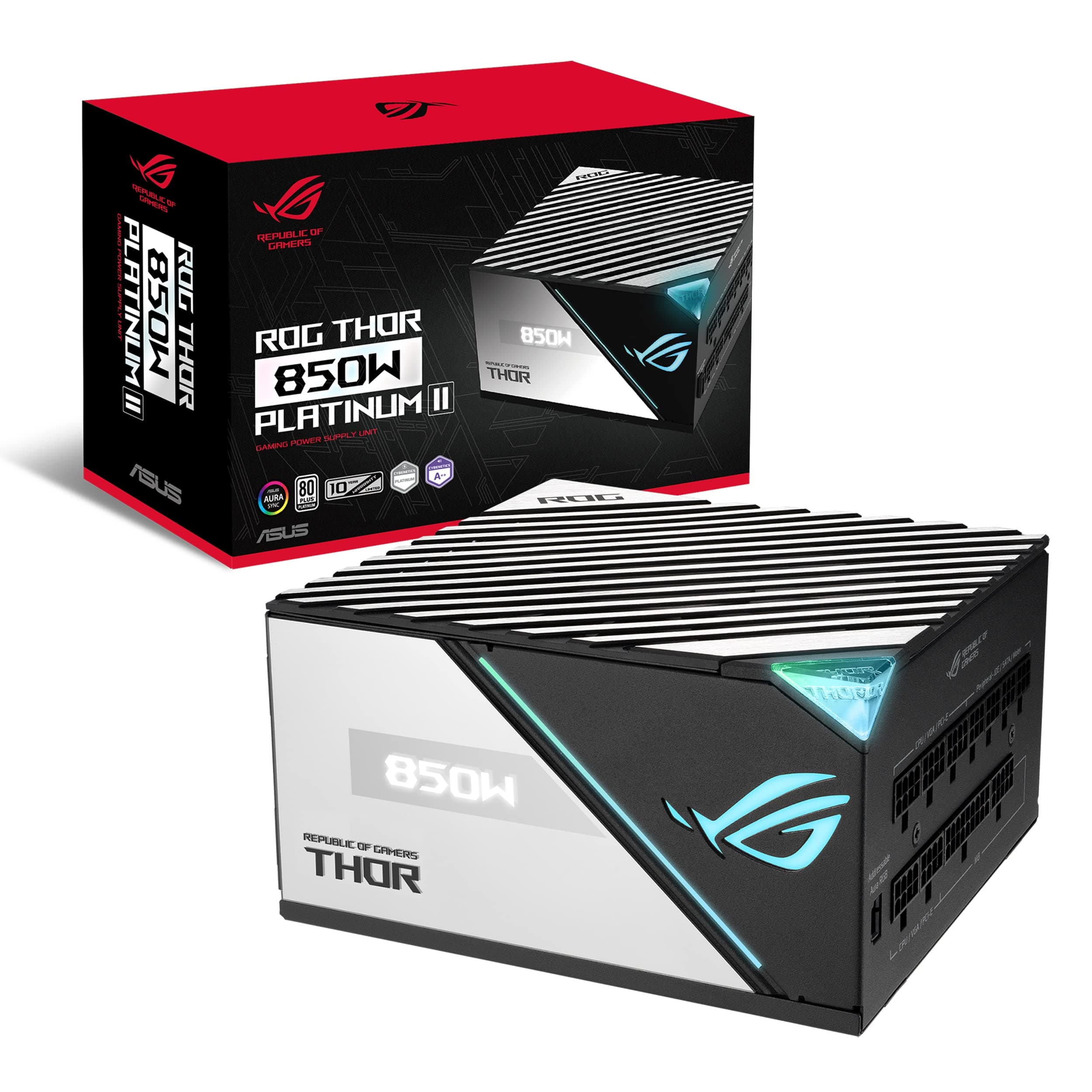 ASUS ROG Thor 850W Platinum II Netzteil (Aura Sync RGB Belechtung, OLED Display,135-mm-Axial-Tech-Lüfter mit PWM-Steuerung, 0dB-Kühlung, PCIe 5.0 Ready) Bild 2