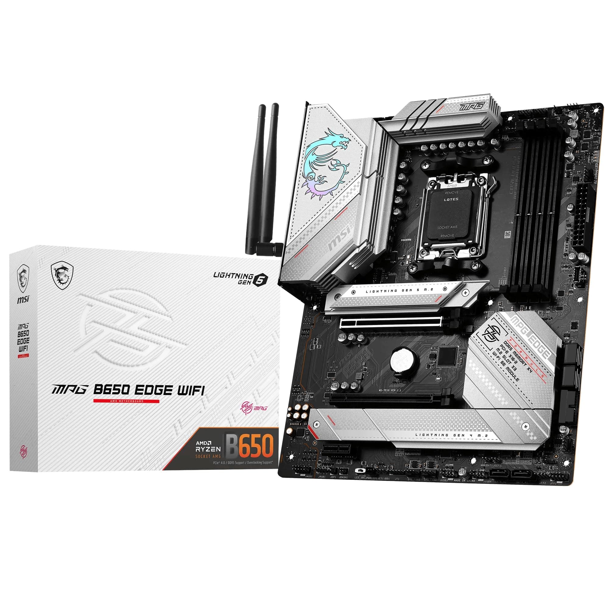 MSI MPG B650 Edge WiFi Mainboard, ATX - Unterstützt Ryzen 9000, 8000 & 7000 Serie Prozessoren, AM5-14 Duet Rail 80A VRM, DDR5 6600+MHz/OC, 2 x PCIe 4.0 x16, 1x M.2 Gen5, 2 x M.2 Gen4, Wi-Fi 6E Bild 2