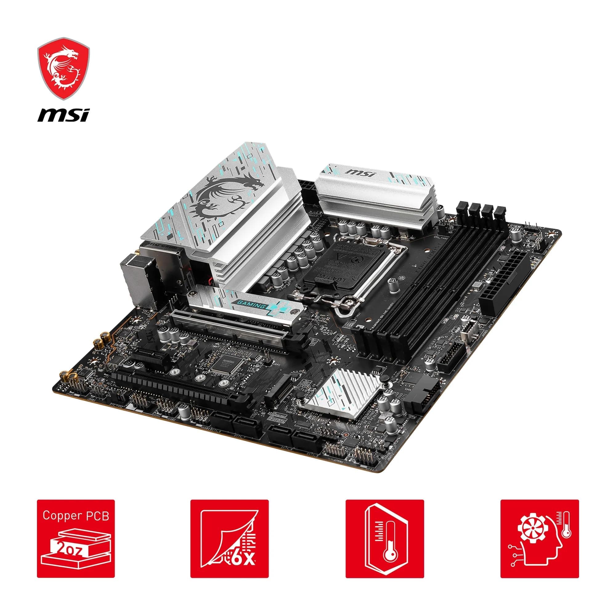 MSI B760M Gaming Plus WiFi Motherboard, mATX - Unterstützt Intel Core Prozessoren der 14., 13. und 12. Generation, LGA 1700 - DDR5 6800+MHz/OC, 1x PCIe 4.0 x16, 2 x M.2 Gen4, 2.5G LAN, Wi-Fi 6E Bild 8