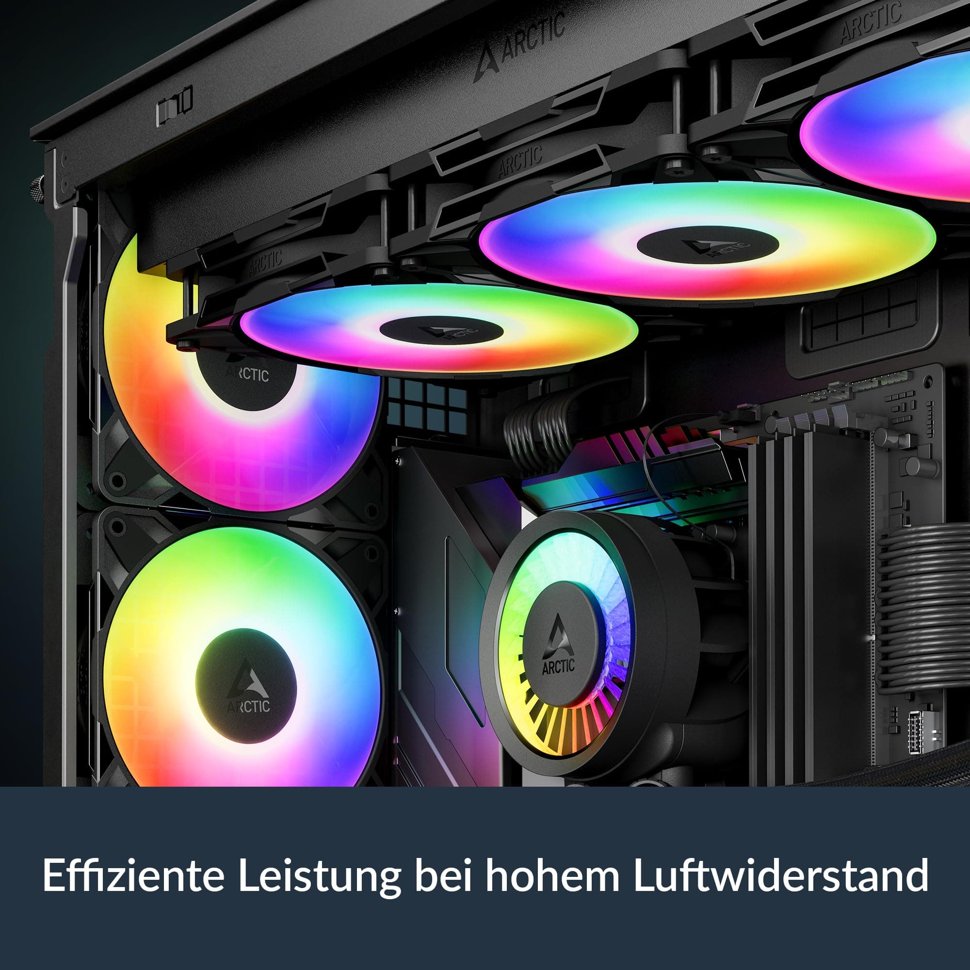 ARCTIC P12 Pro A-RGB (3 Stück) - Leistungsstarker Premium PC Lüfter, 120 mm PWM Case Fan mit Y-Kabelsplitter, 600–3000 rpm, 0 rpm <5% PWM, 5V Digital RGB, Hydrodynamisches Gleitlager, 4-Pin - Schwarz P12 Pro PST A-RGB (3 Stück) Bild 6