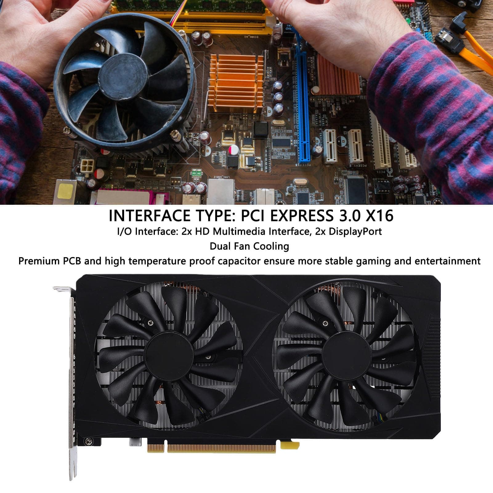 PUSOKEI RTX 3060 12 GB Gaming-Grafikkarte, Dual-Fan-Kühlung, GDDR6-Grafikkarte mit HDMI und DisplayPort, Plug-and-Play für Computer-PC-Gaming Bild 5
