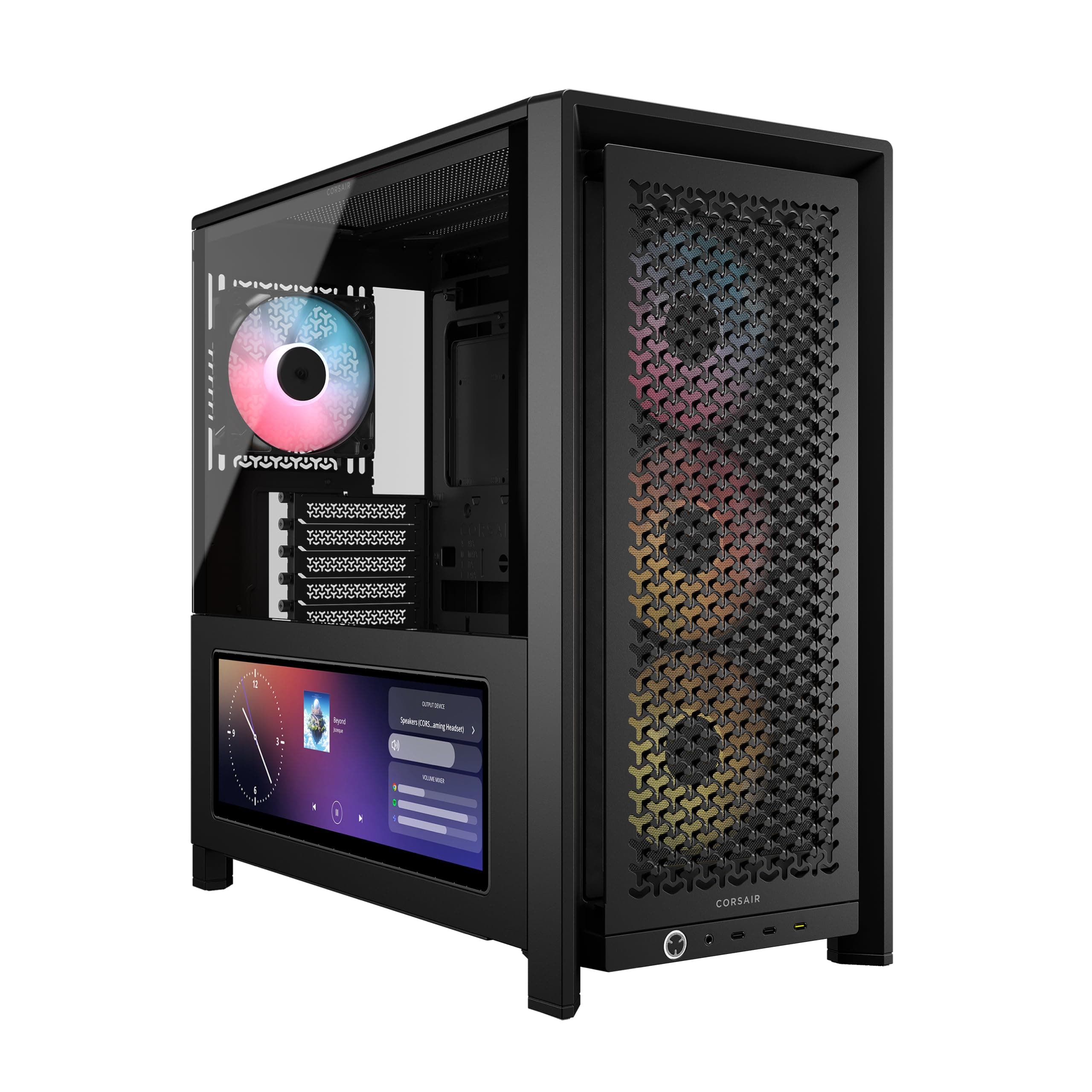 CORSAIR Frame 4000D LCD RS ARGB Modularen Mid-Tower ATX PC-Gehäuse – XENEON Edge LCD-Touchscreen, InfiniRail Lüftermontagesystem, 4X RS120 ARGB-PWM-Lüfter – Schwarz Bild 2