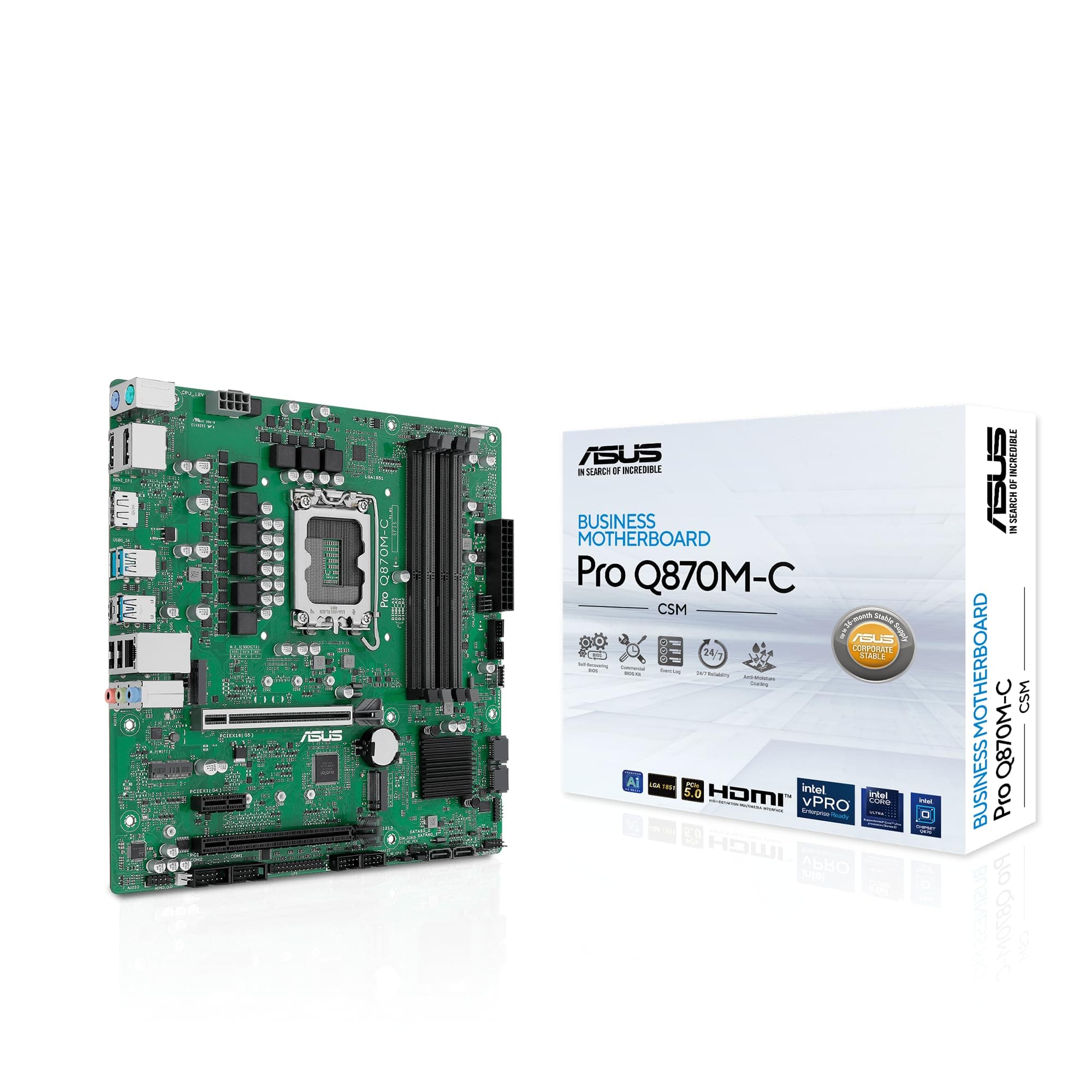ASUS PRO Q870M-C-CSM Business Mainboard Sockel Intel LGA 1851 (Micro-ATX, Intel VPro, DDR5 Speicher, PCIe 5.0, Q-LED Core, ASUS Control Center Express, SafeSlot) Bild 5