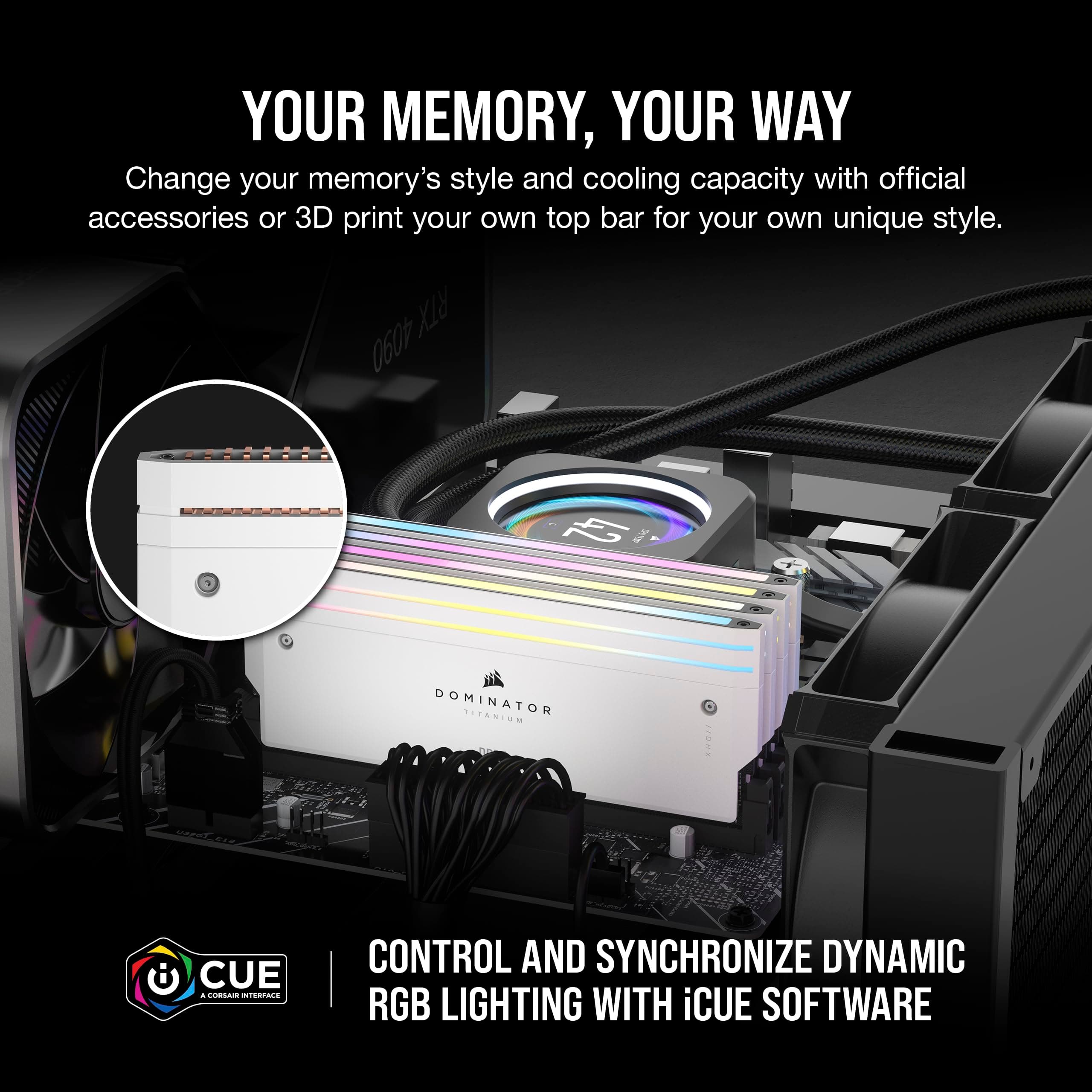 CORSAIR Dominator Titanium RGB DDR5 RAM 64GB (4x16GB) Bis zu 6400MHz CL32 Intel XMP 3.0 Desktop-Arbeitsspeicher – Weiß (CMP64GX5M4B6400C32W) Bild 7