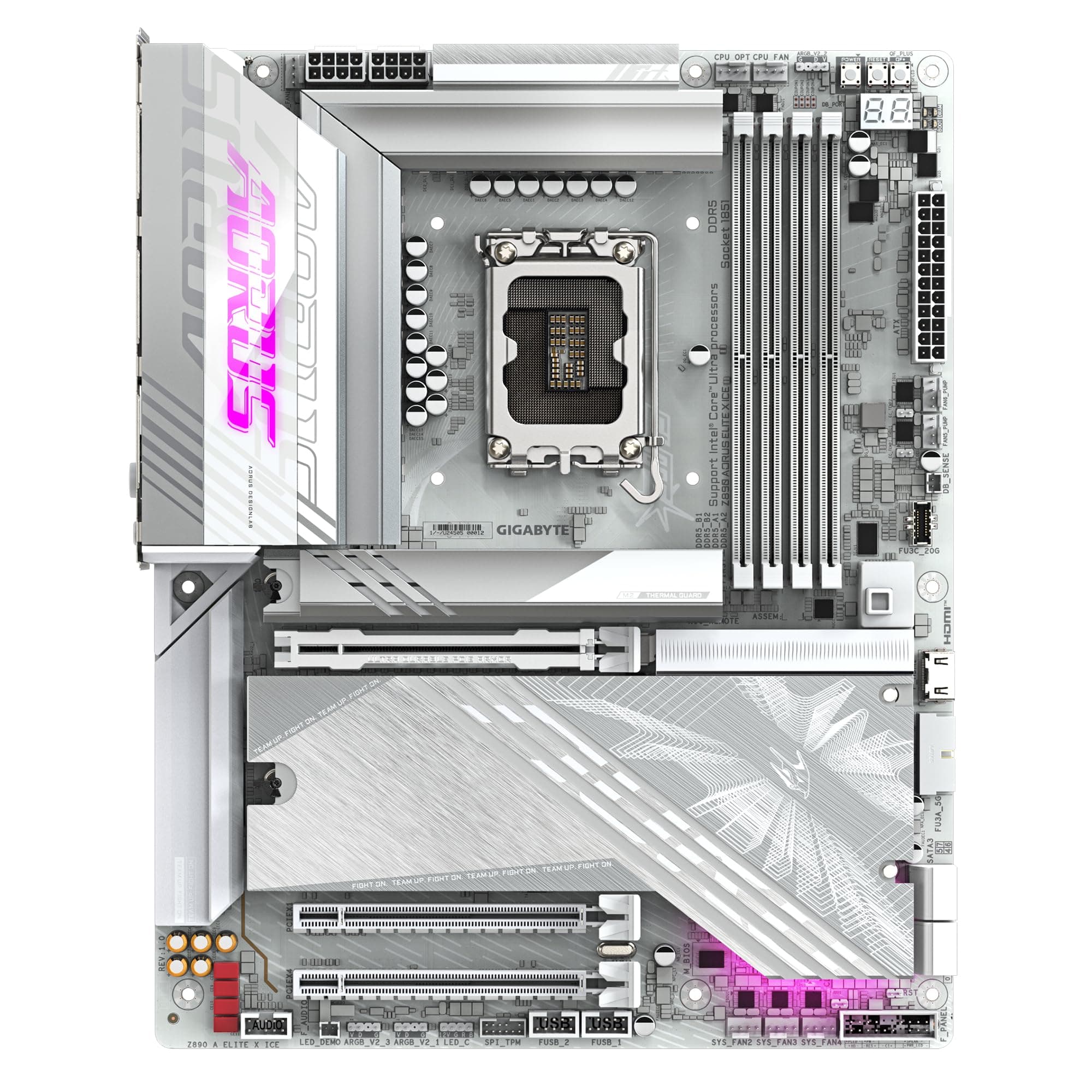 GIGABYTE Z890 AORUS Elite X Ice Motherboard - Unterstützt Intel Core Ultra (Serie 2) CPUs, 16+1+2 Phasen VRM, bis zu 9500MHz DDR5 (OC), 1xPCIe 5.0 + 4xPCIe 4.0, Wi-Fi 7, 2.5GbE LAN, Thunderbolt 4 Bild 3